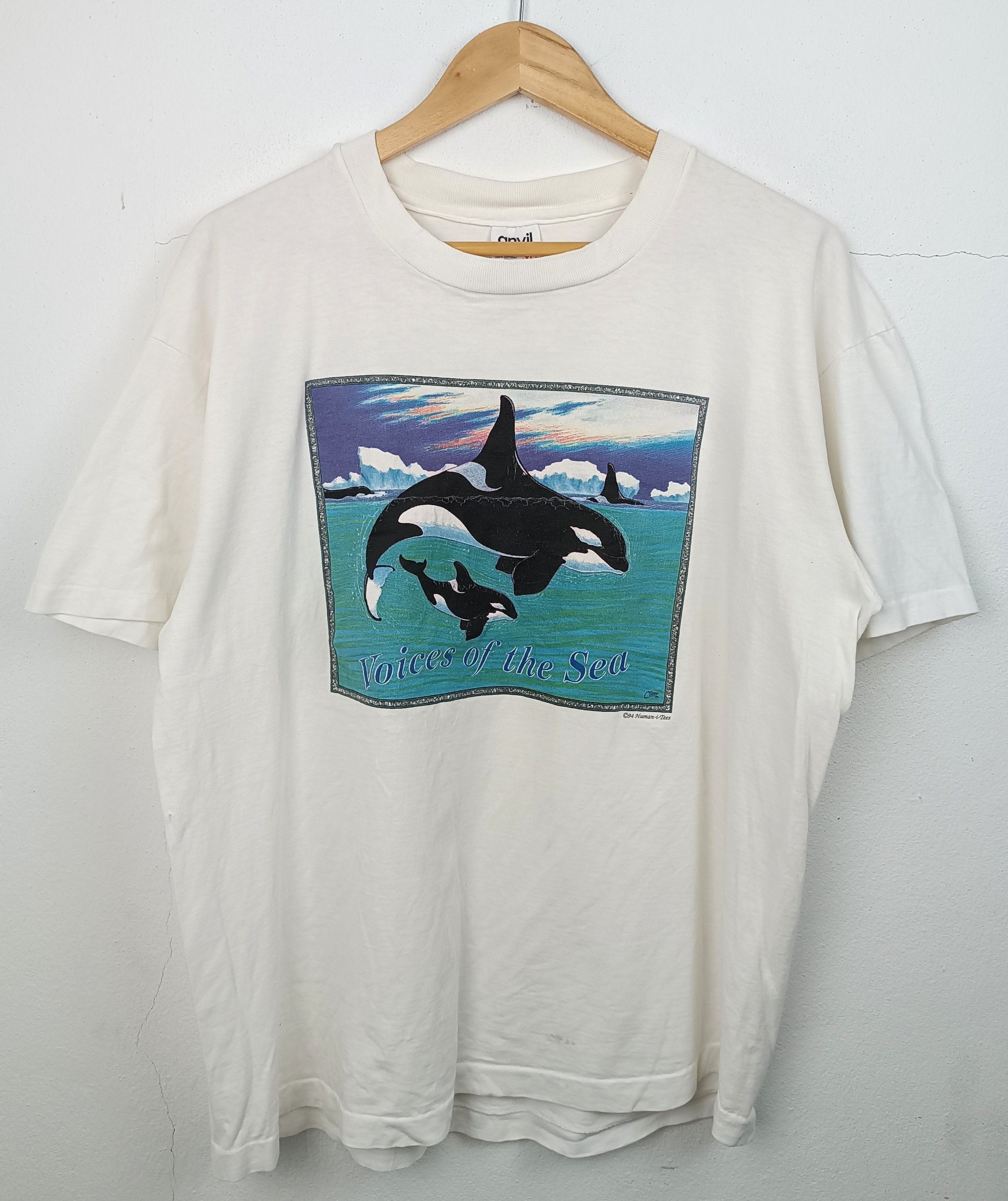 Vintage VINTAGE '94 VOICES OF THE SEA ORCA TEE FREE WILLY WHALE FISH Size US XL / EU 56 / 4 - 3 Thumbnail