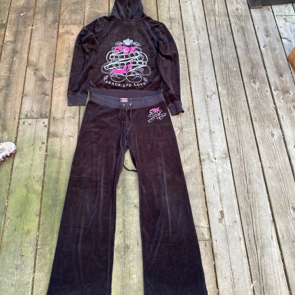 Juicy Couture Vintage Y2K Juicy Couture Velour Tracksuit Black Bedazzled Size M / US 6-8 / IT 42-44 - 6 Thumbnail