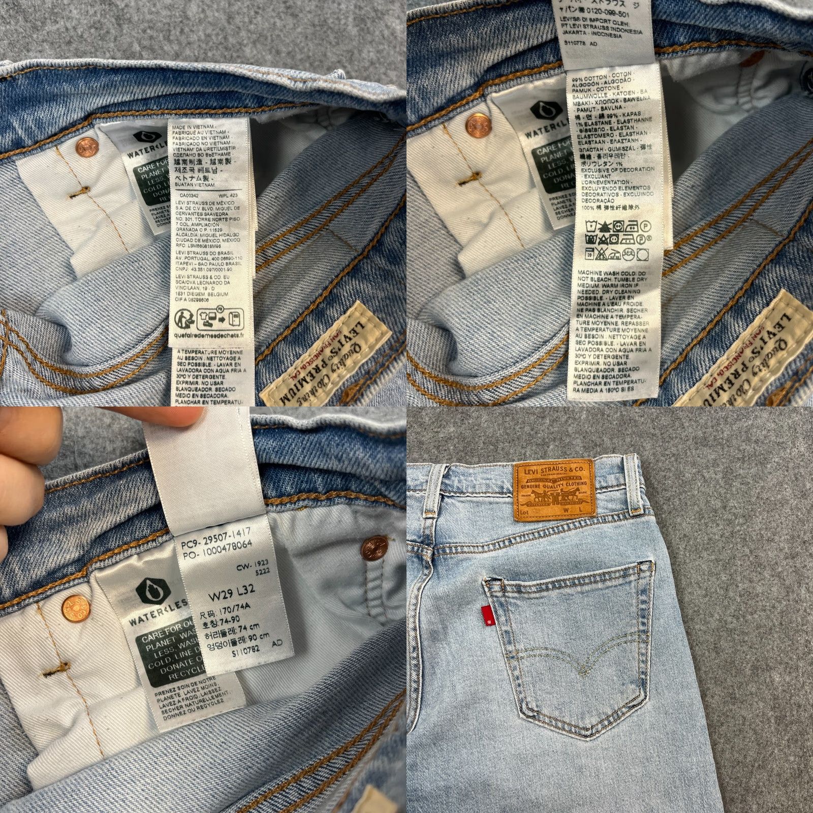Levi's Levi's Mens Jeans Slim Fit 29 32 Light Wash Blue Stretch Premium Denim 5-Pocket Medium Rise Jeans Mens Size US 29 - 8 Thumbnail