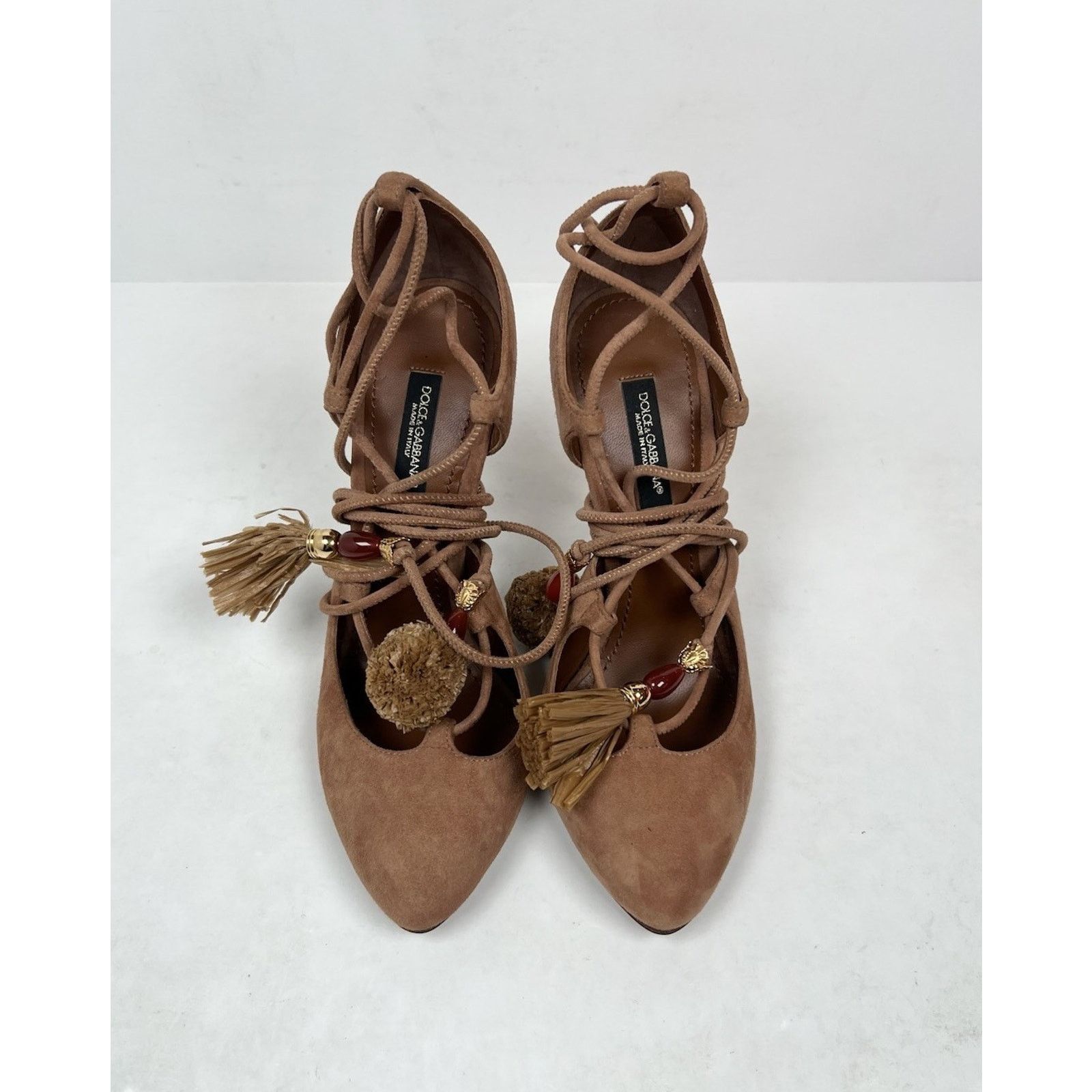 Dolce & Gabbana Size 5.5 - Dolce Gabbana Lace Tassle Stilleto Heels Size US 5.5 / IT 35.5 - 3 Thumbnail
