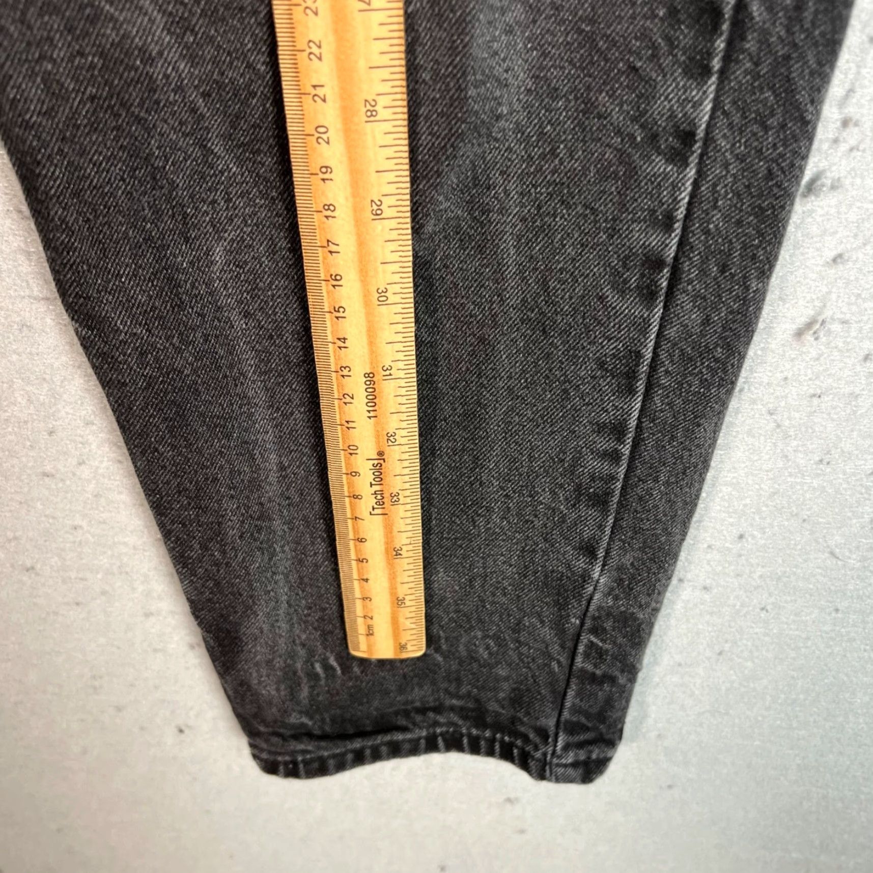 Asos ASOS High-Waisted Black Tapered Jeans Womens 28 x 30 Cotton Denim Size 28" / US 6 / IT 42 - 6 Thumbnail