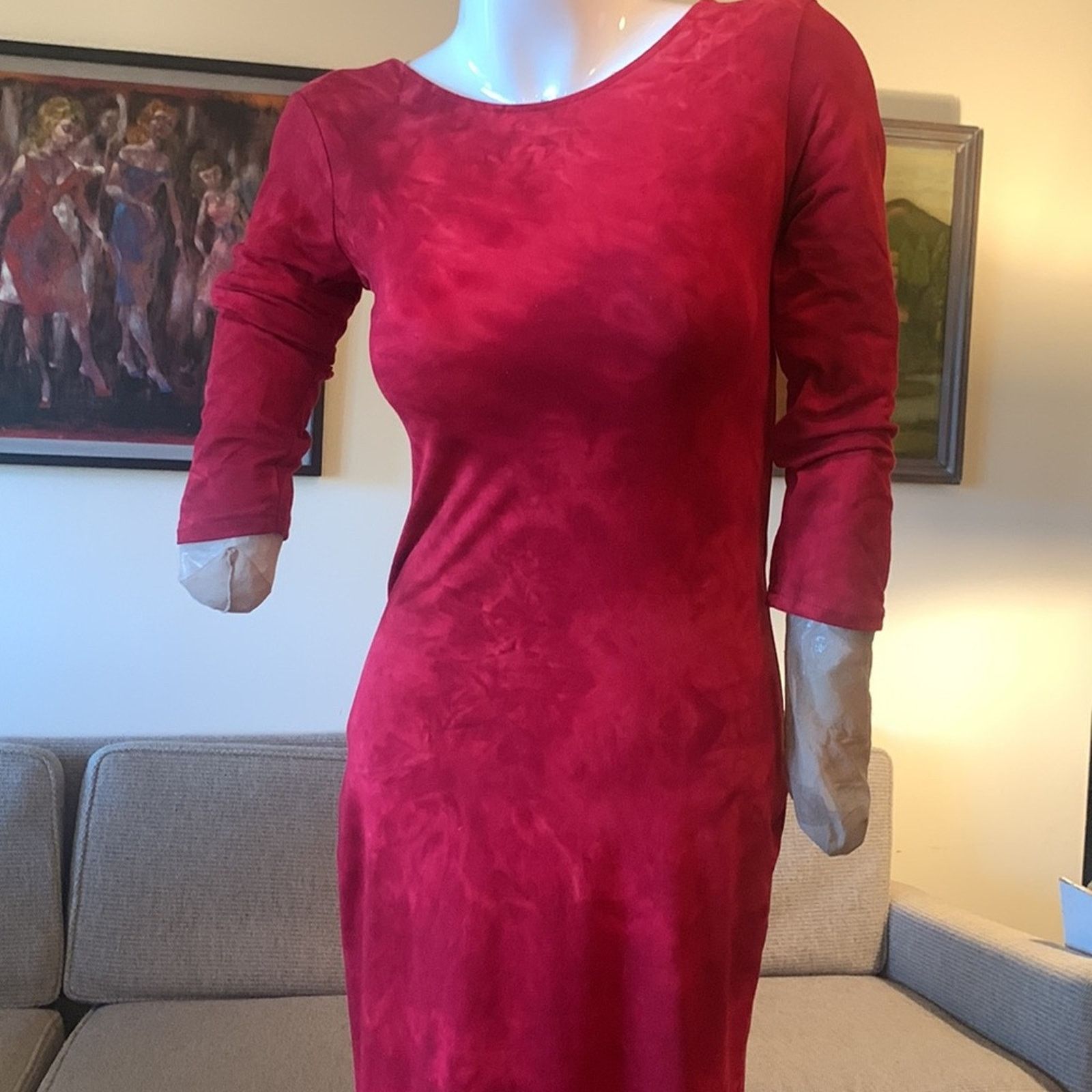 Vintage Yelete red stretch wiggle bodycon sexy dress Size S / US 4 / IT 40 - 2 Thumbnail