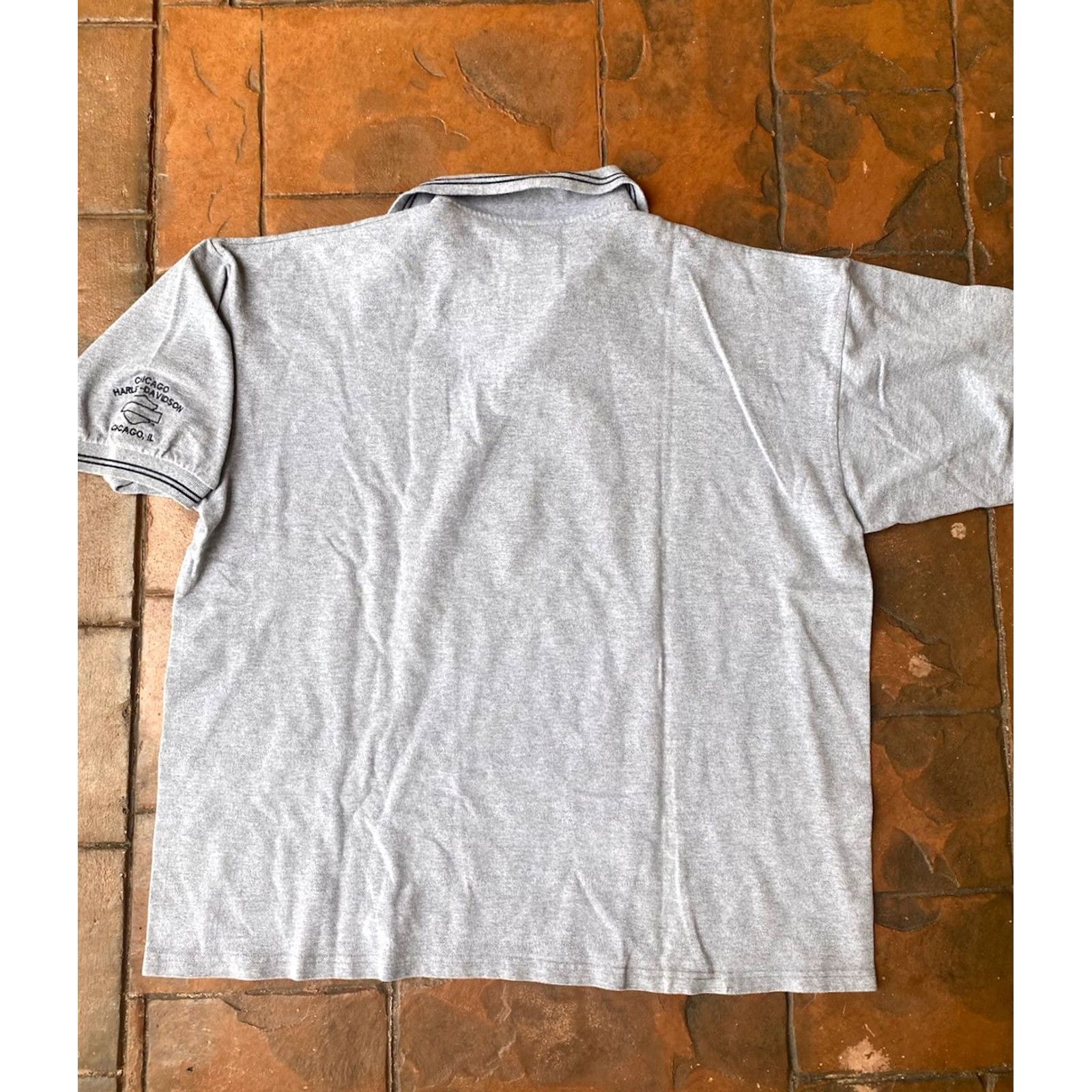 Harley Davidson VINTAGE Harley-Davidson Gray Polo Logo Shirt 2XL Mens Regular Short Sleeve Knit Cotton Polo Logo Shirt Size US XXL / EU 58 / 5 - 3 Thumbnail