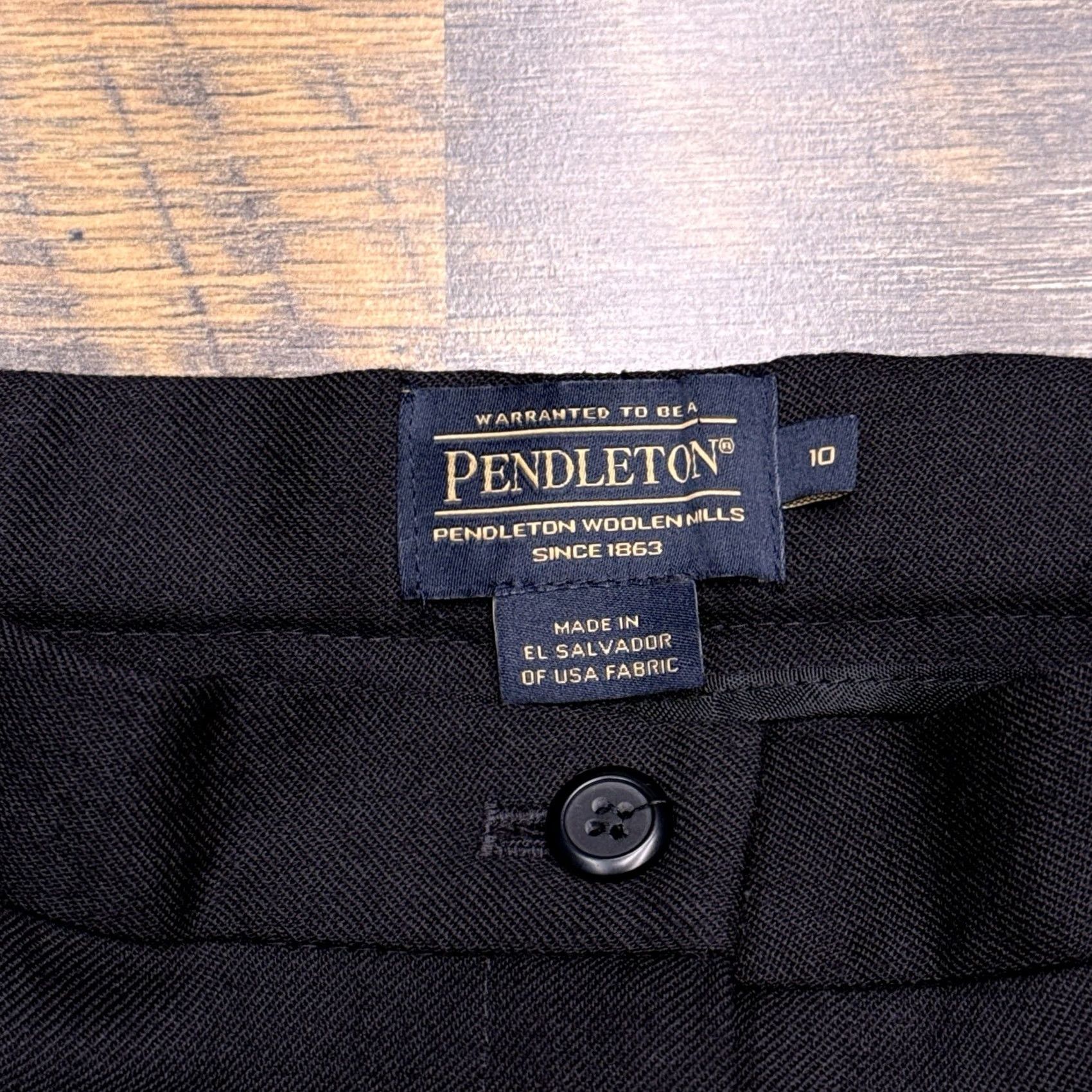 Pendleton VINTAGE Pendleton Dress Pants Womens 10 Black High Rise Wool Straight 28in Flat Front Zipper Block Button Dry Clean Only Career Size 32" / US 10 / IT 46 - 5 Thumbnail
