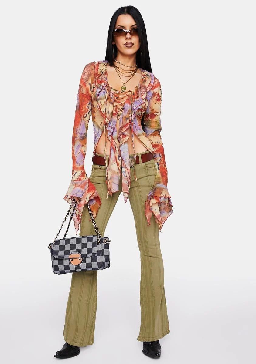 Jaded London Jaded London mesh blouse with lace up Vintage JPG Style Size XS / US 0-2 / IT 36-38 - 4 Thumbnail