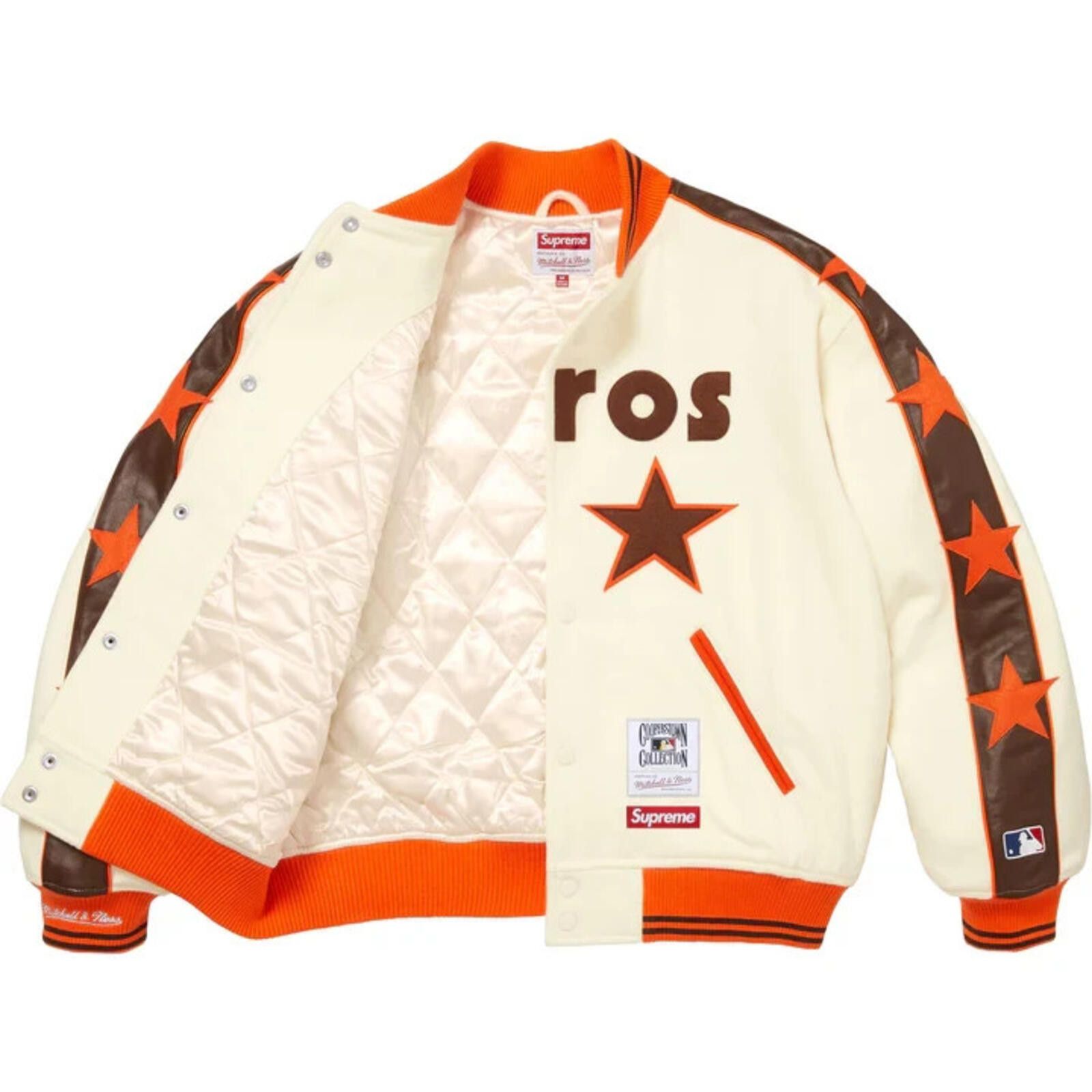 Supreme Supreme x Mitchell & Ness Varsity Jacket Beige Orange Astros Size US L / EU 52-54 / 3 - 2 Thumbnail