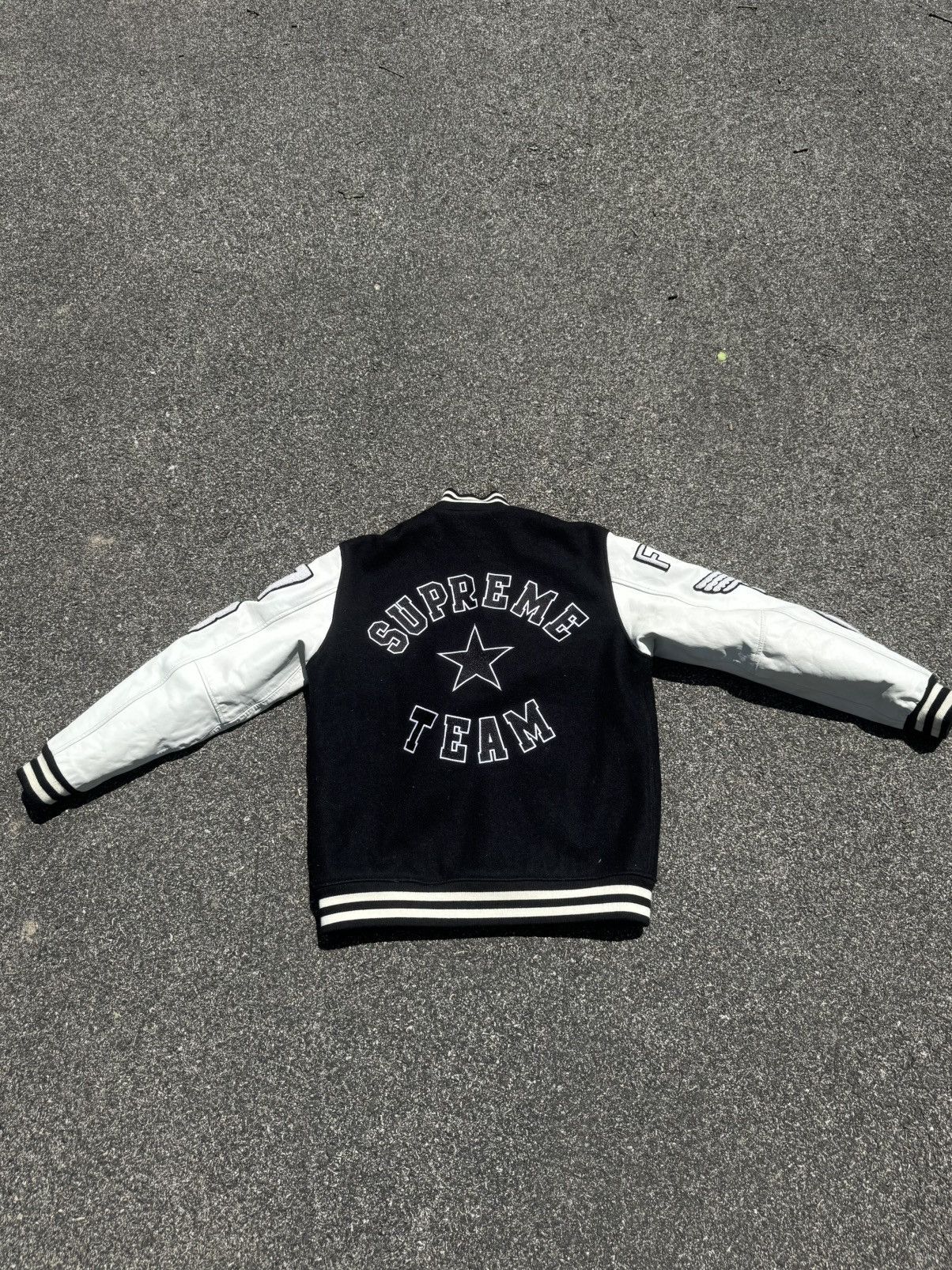 Supreme Supreme FW/06 “Fuck You Pay Me” Leather Varsity Team Jacket Size US M / EU 48-50 / 2 - 2 Thumbnail