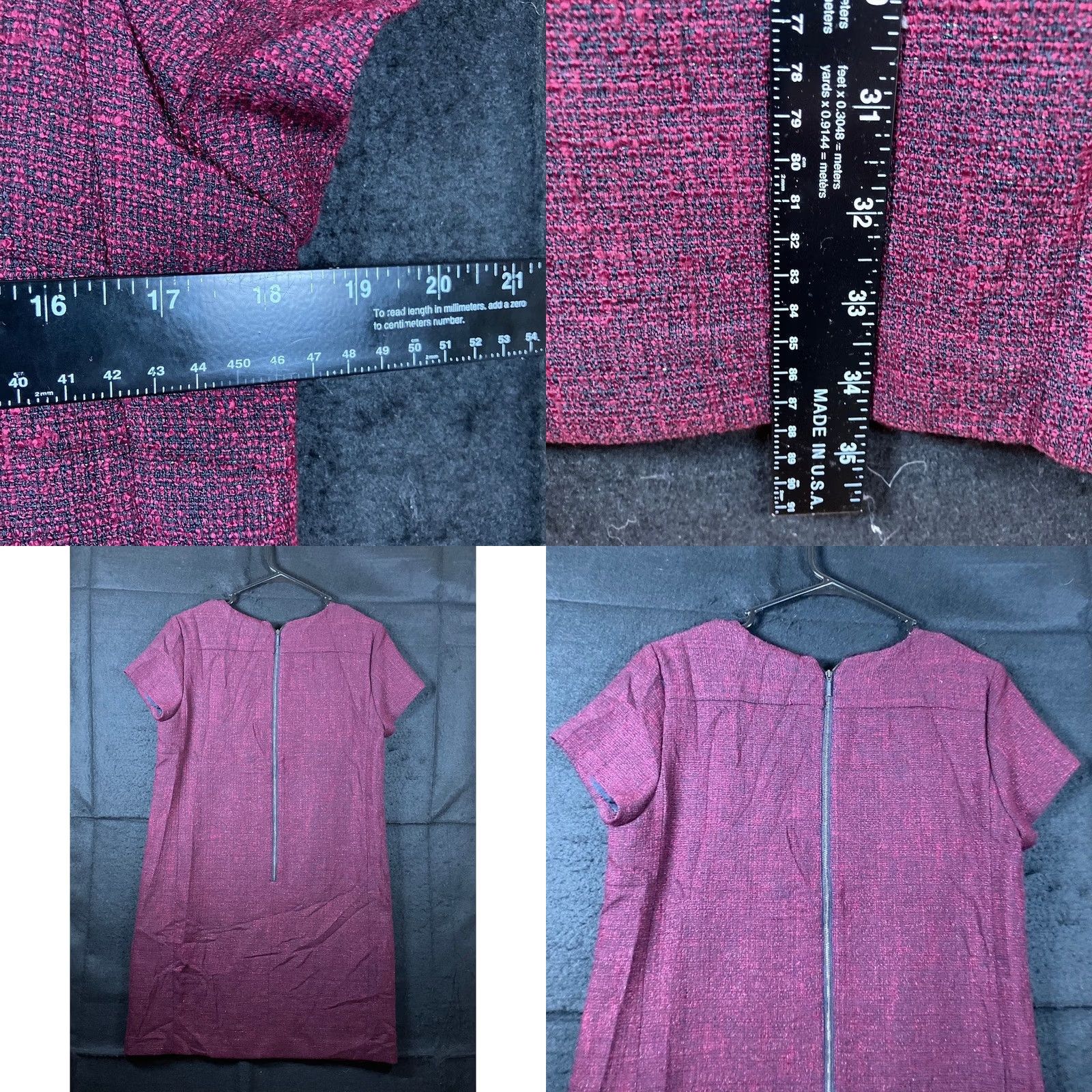 Banana Republic Banana Republic Womens Dress Red Tweed Short Sleeve Back Zip Stretch Small Dress Size 28" / US 6 / IT 42 - 8 Thumbnail