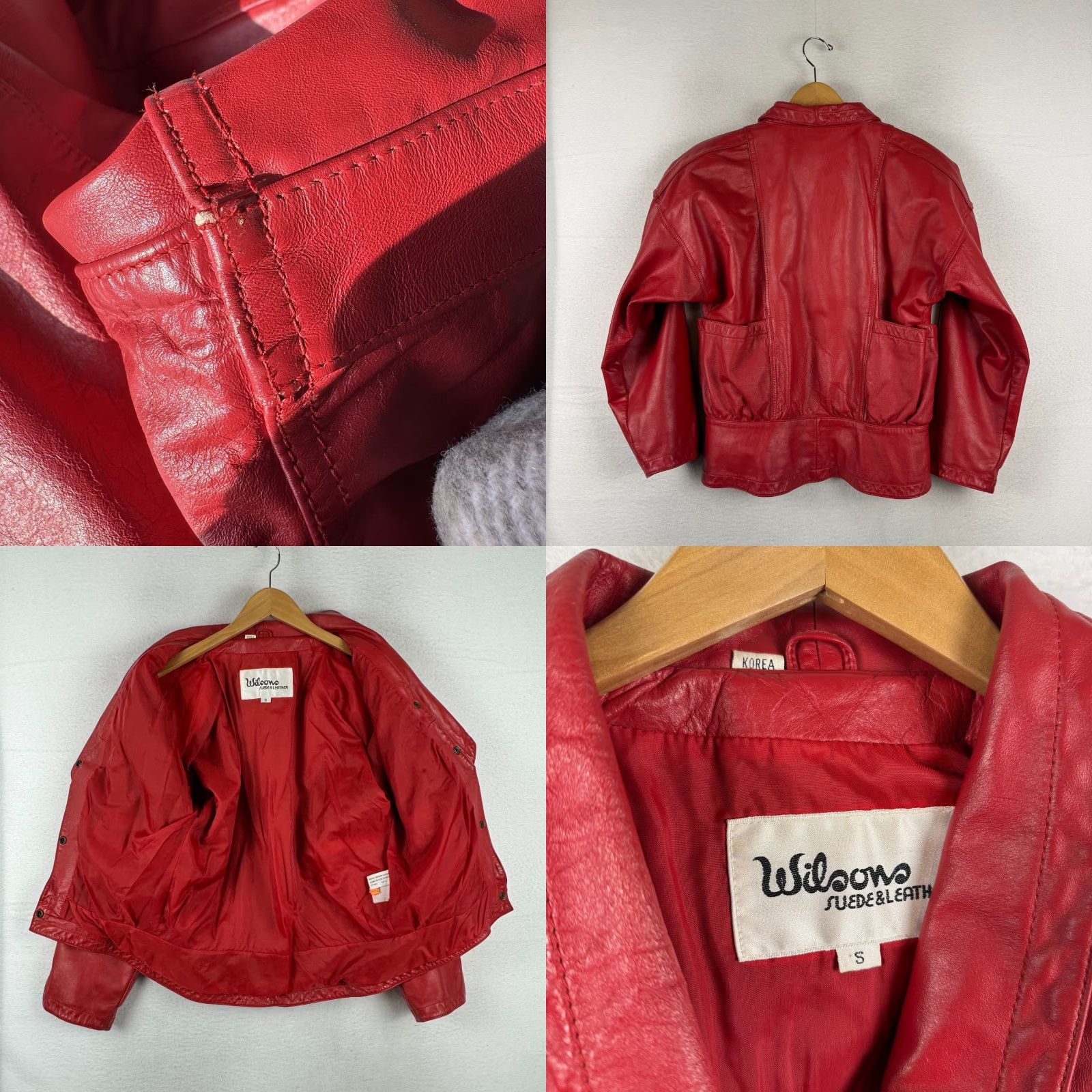 Vintage VINTAGE Wilsons Leather Motorcycle Jacket Womens Small Red Leather Moto 80s 90s Size S / US 4 / IT 40 - 8 Thumbnail