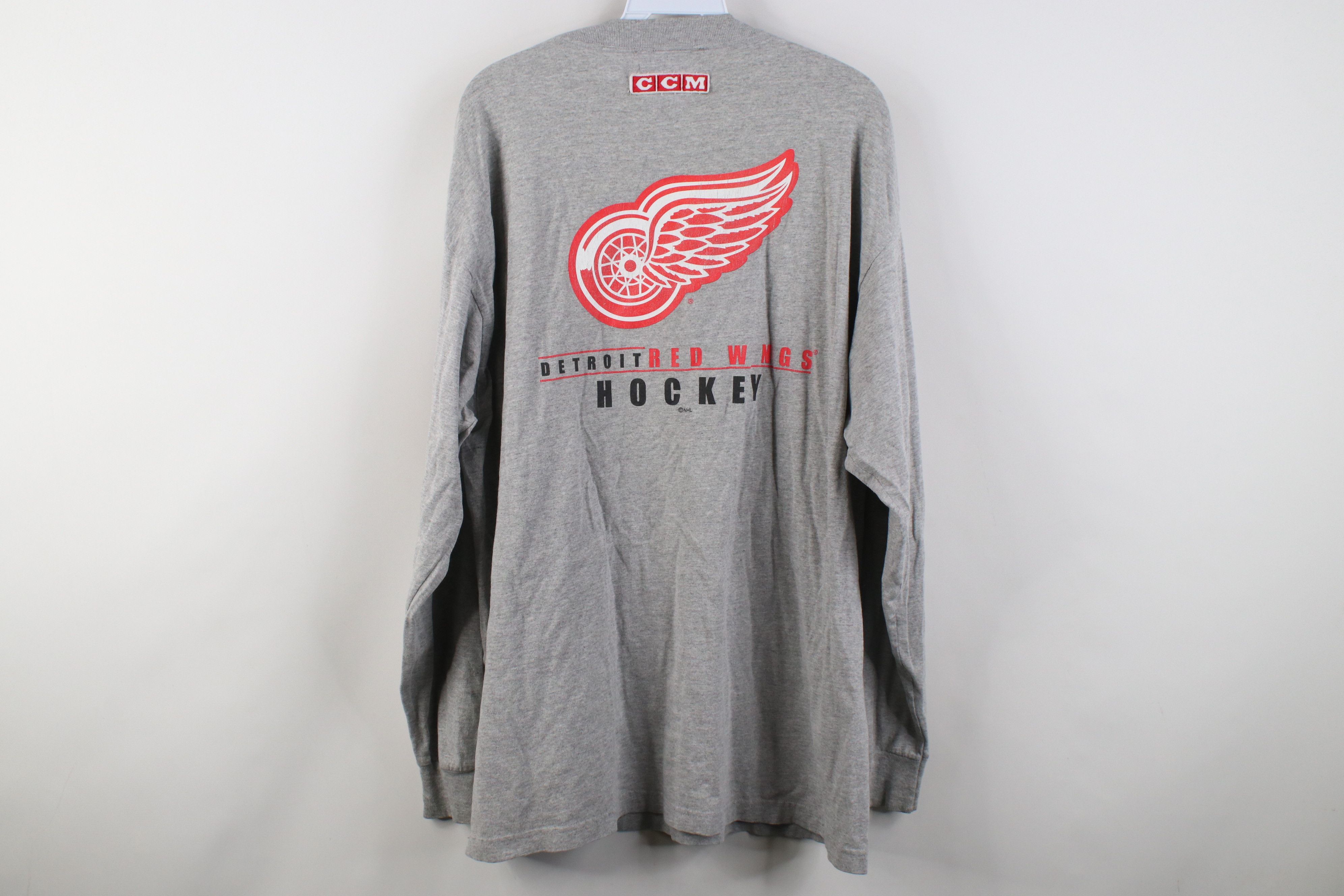 Vintage Vintage 90s CCM Hockey Long Sleeve T-Shirt Heather Gray Size US XL / EU 56 / 4 - 12 Thumbnail