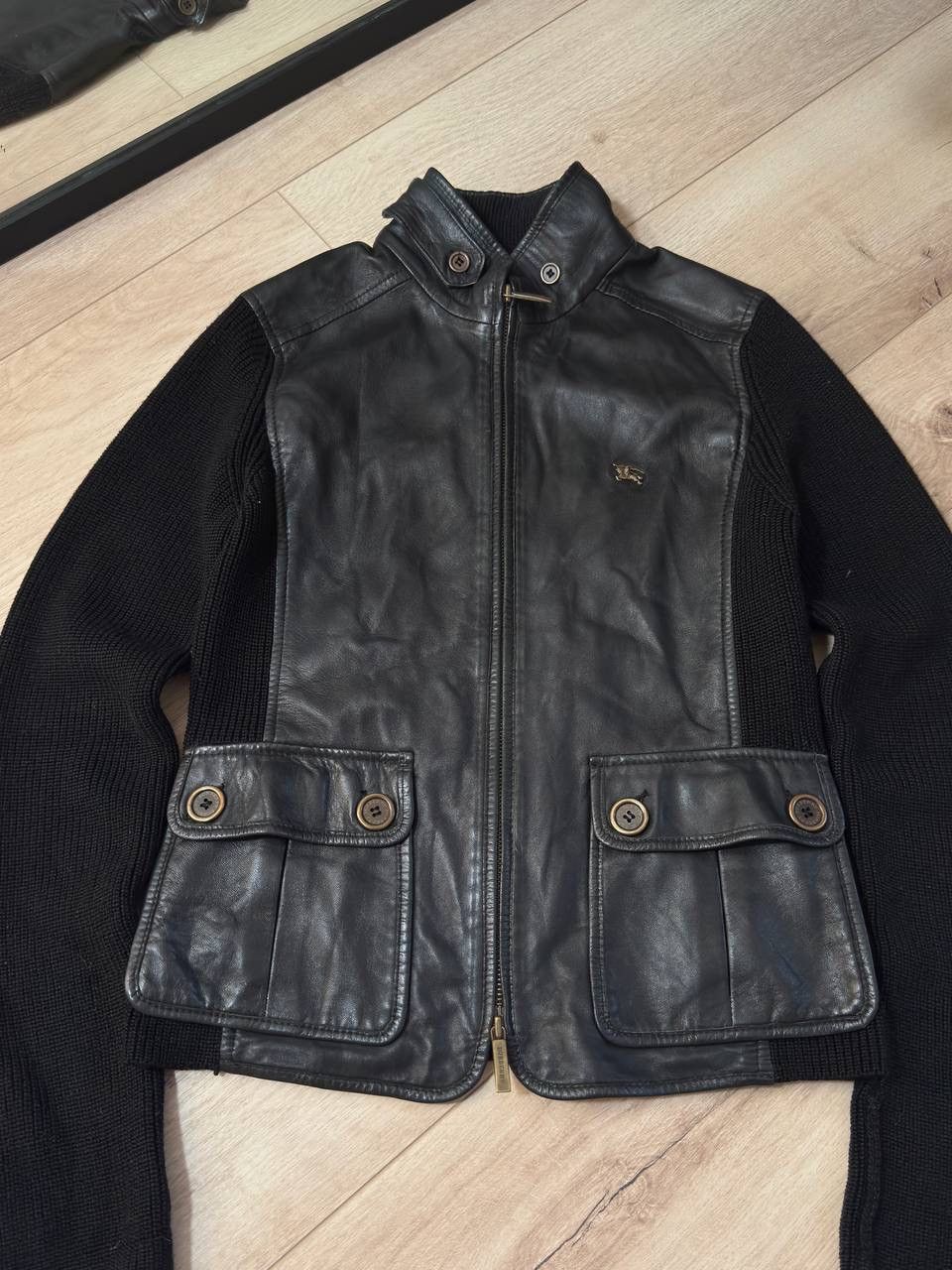 Burberry Burberry Black Leather & Knitt Jacket Size 38 Size XS / US 0-2 / IT 36-38 - 2 Thumbnail