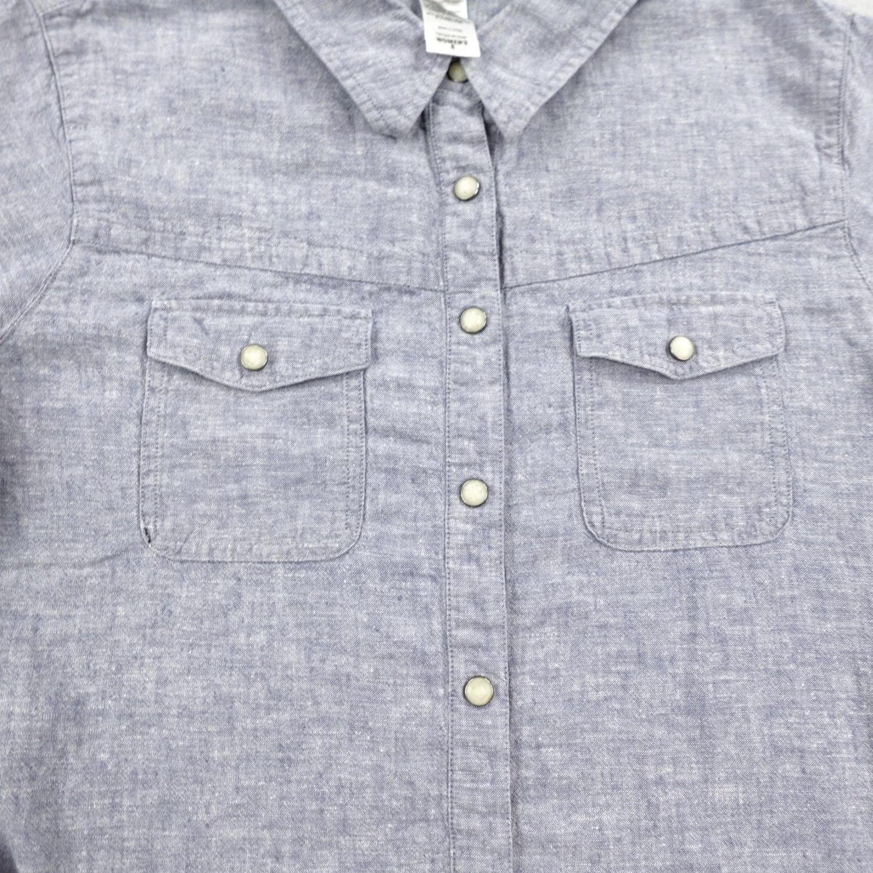 Patagonia Patagonia Shirt Womens 8 Blue Long Sleeve Highlands Pearl Snap Hemp Blend Top Size M / US 6-8 / IT 42-44 - 3 Thumbnail