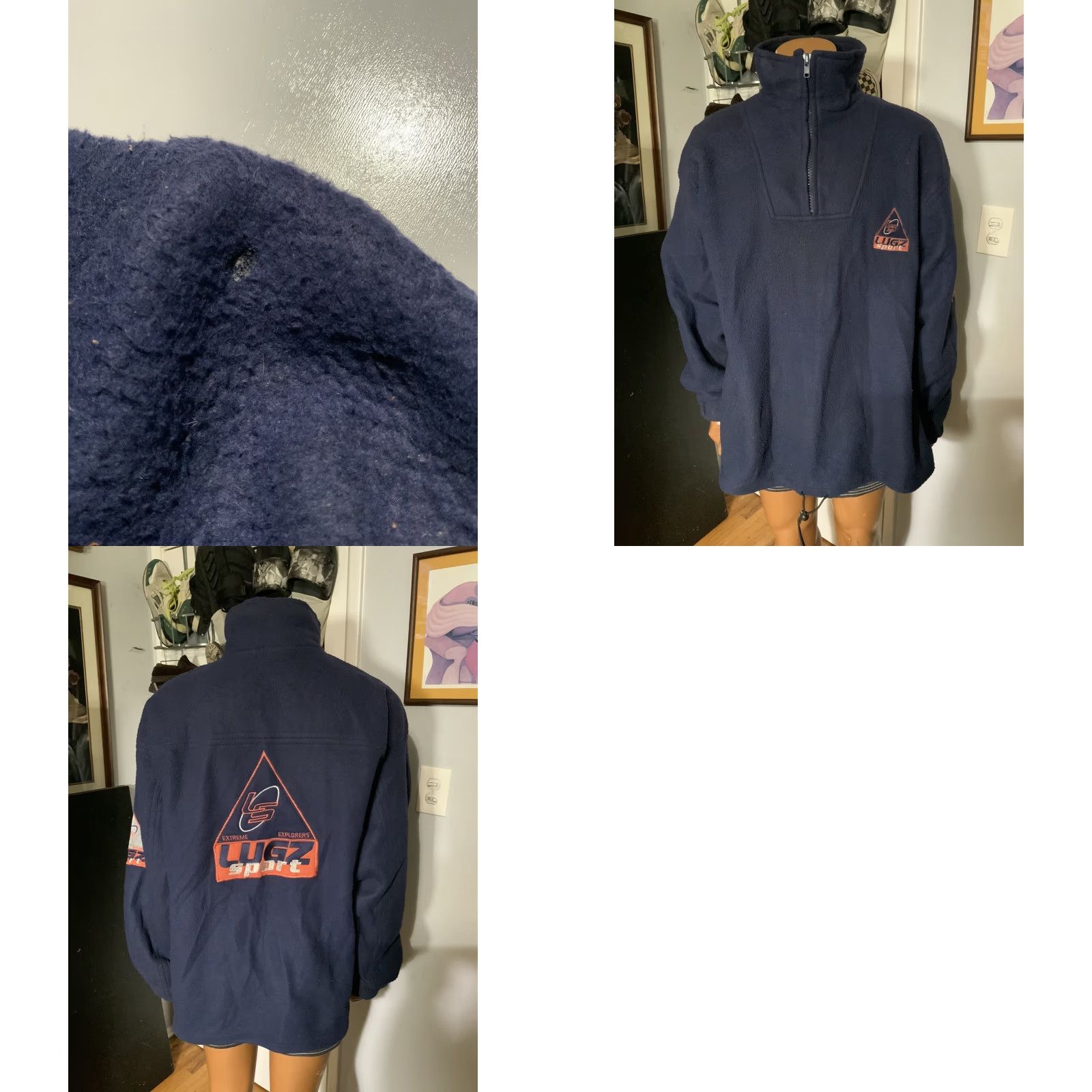 Lugz VINTAGE 90s Y2K Lugz Sport Extreme Explorers Triangle Fleece 1/4 Zip Jacket XL Blue Mens Size US XL / EU 56 / 4 - 8 Thumbnail