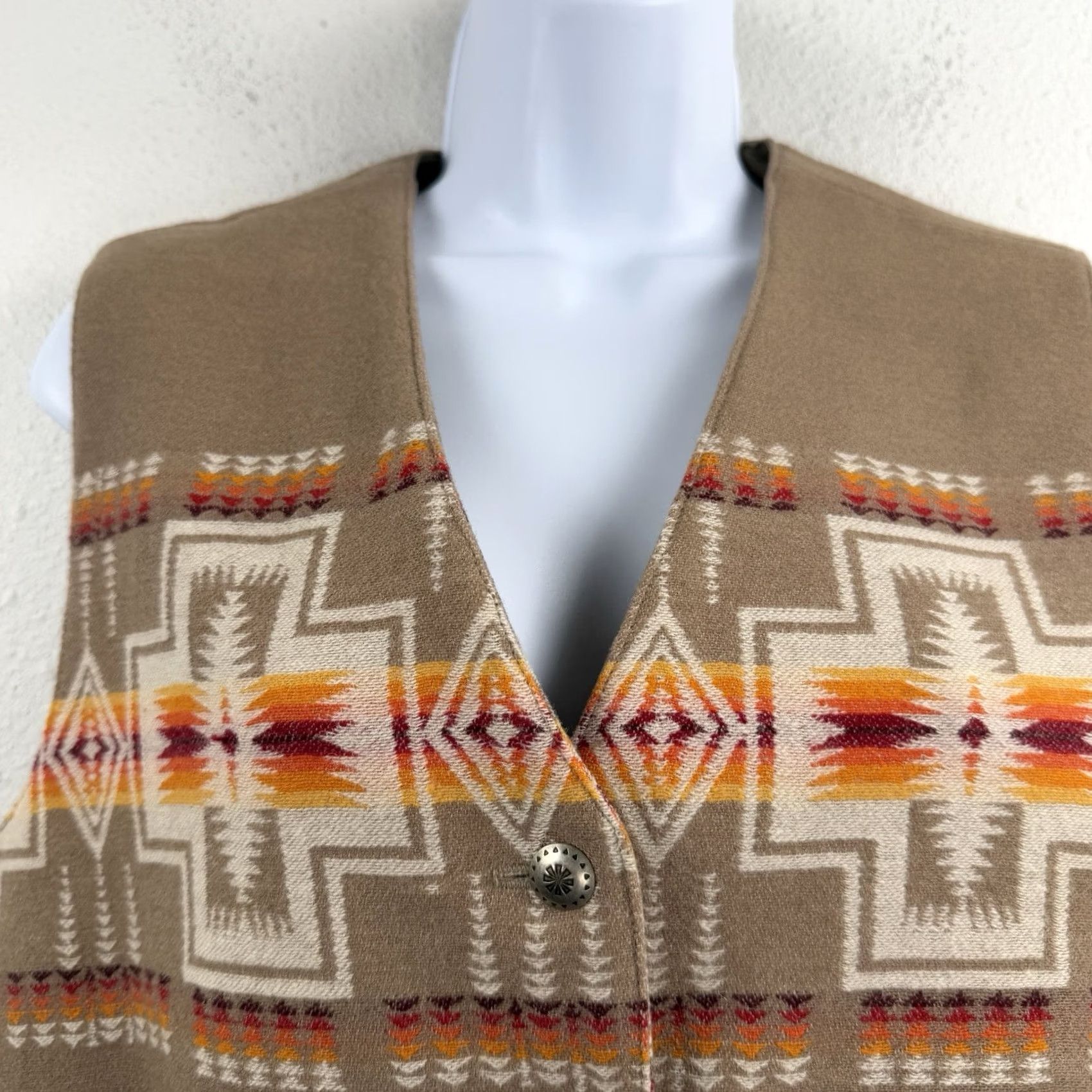Pendleton VINTAGE Pendleton Womens Set Skirt & Vest Wool Petites 10P Brown Geometric Southwestern Tribal Button Lined Fall Winter Mens Womens? Size 32" / US 10 / IT 46 - 3 Thumbnail