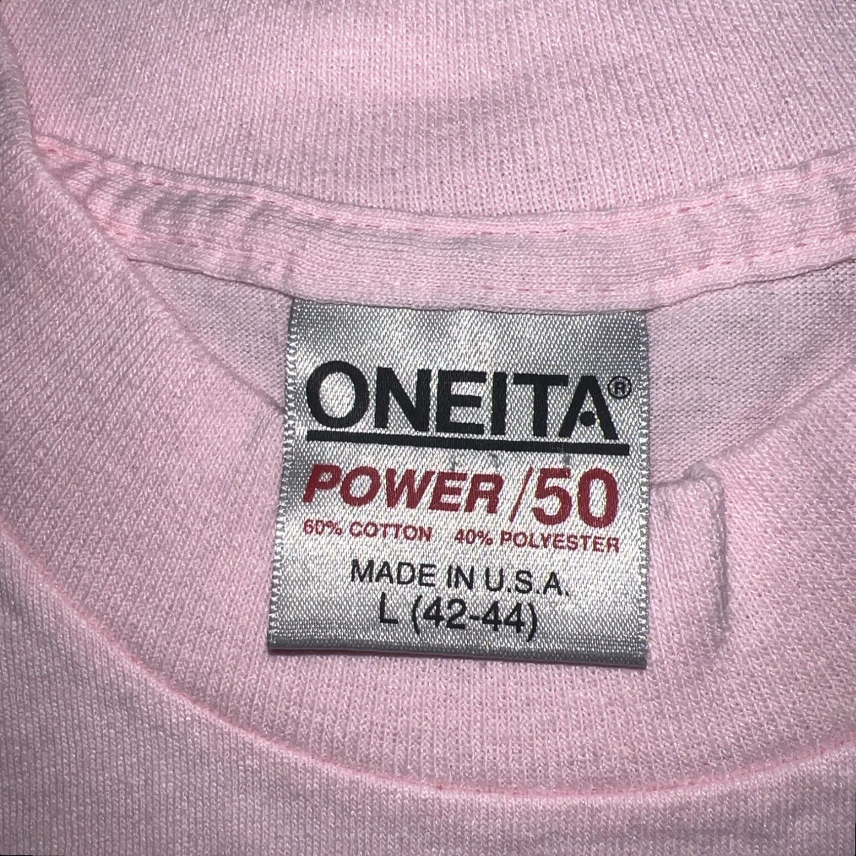 Vintage VTG SINGLE STITCH Pink T-Shirt Mens L Cove Lounge/Power (Oneita) Size US L / EU 52-54 / 3 - 3 Thumbnail