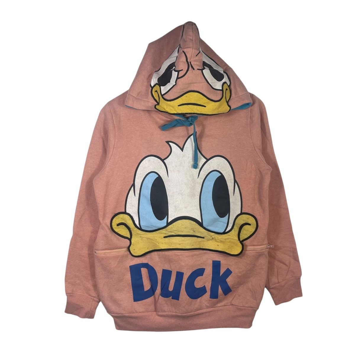 Disney Vintage Donald Duck Big Face Hoodie Pink Cartoon Fleece Size M / US 6-8 / IT 42-44 - 1 Thumbnail