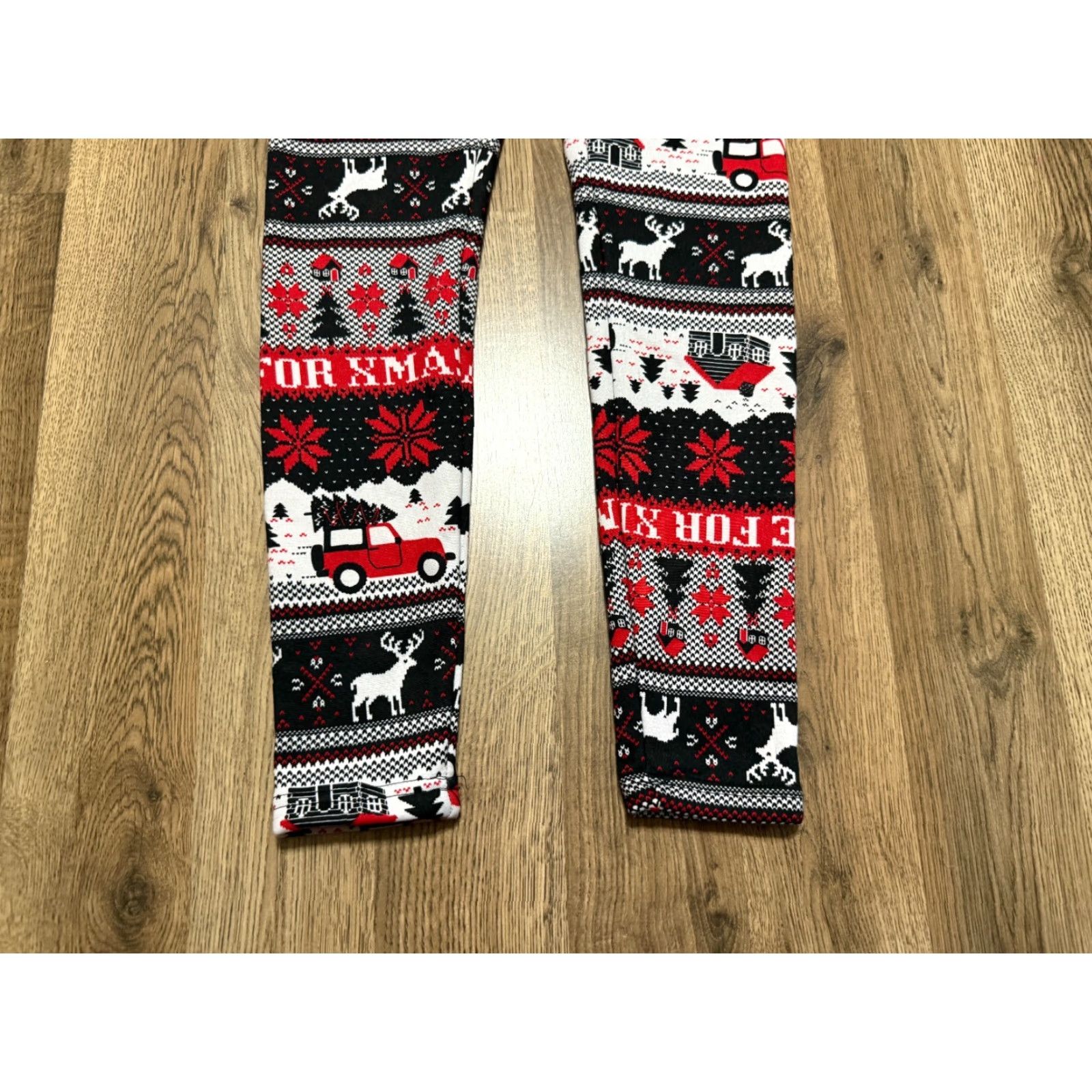 Vintage No Boundaries Leggings, Women’s Small, Black Red White Holiday Winter Lined Ankled Size 28" / US 6 / IT 42 - 3 Thumbnail