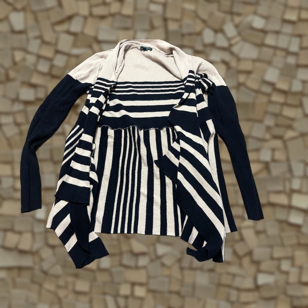 Vintage VINTAGE? No — RXB Cardigan Sweater Ladies Large Black Brown Open Long Sleeve Knit Acrylic Regular Fit Size L / US 10 / IT 46 - 1 Thumbnail