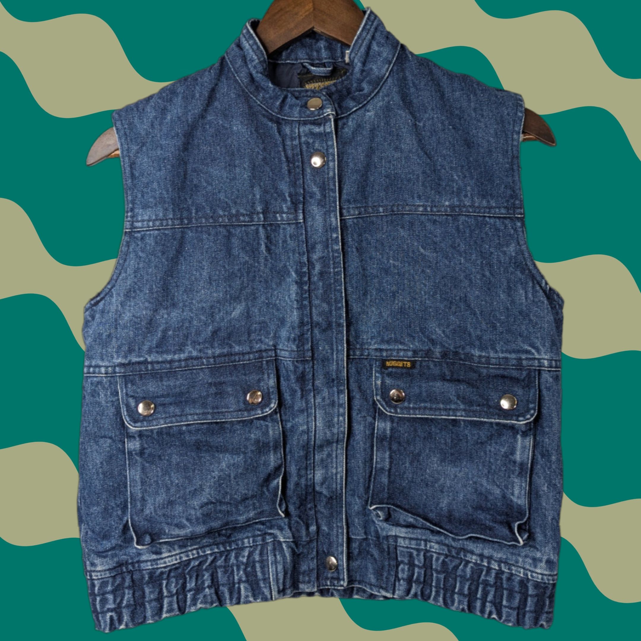 Lee VINTAGE Nuggets Lee Golden Nugget Women's M Cropped Jean Vest Jacket Denim Blue Cotton Nylon Lining Retro Style Women’s Jacket Vest Short Jacket Size 32" / US 10 / IT 46 - 1 Thumbnail