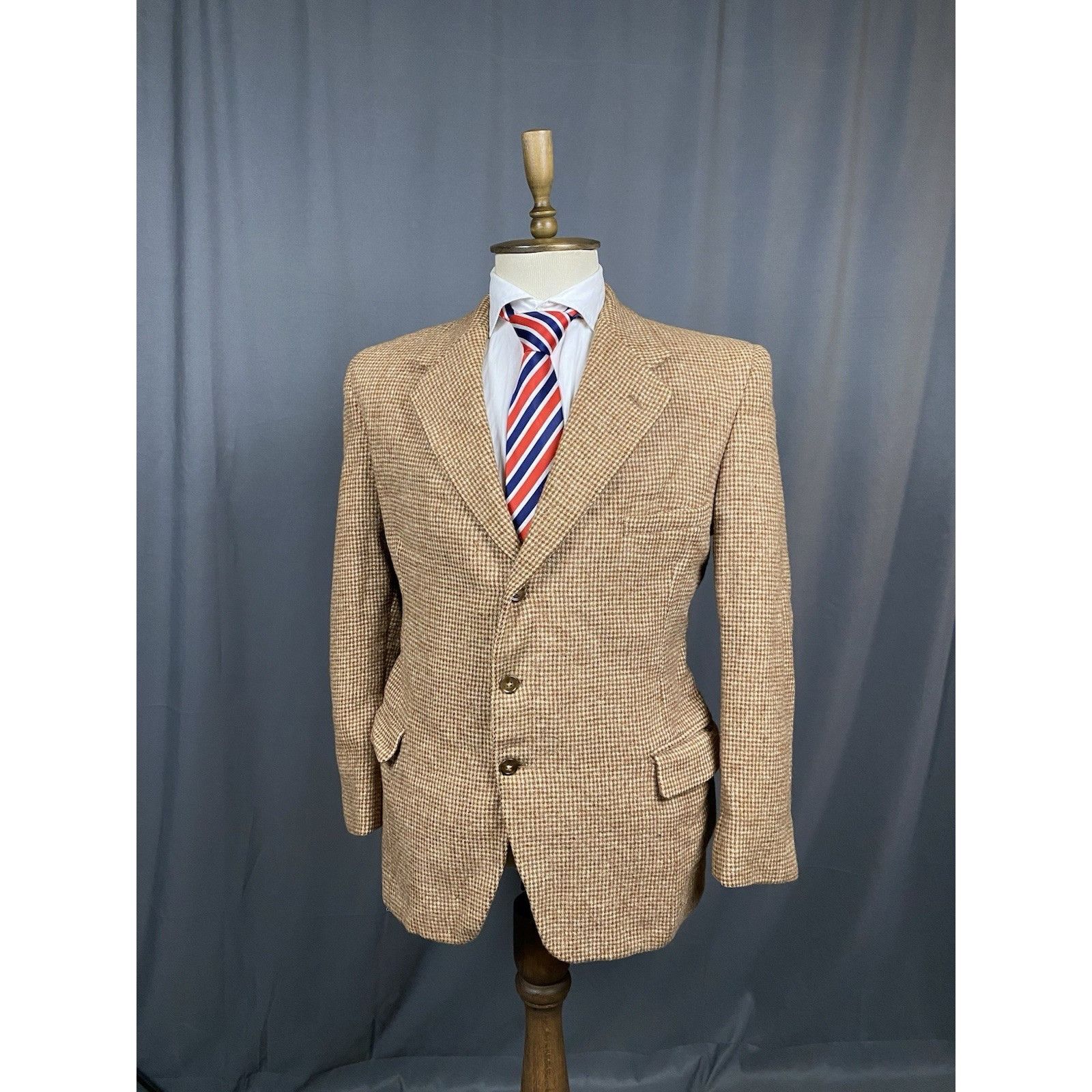 Harris Tweed Harris Tweed Vintage Men's Beige Brown Wool Blazer Jacket Si Size 52R - 2 Thumbnail