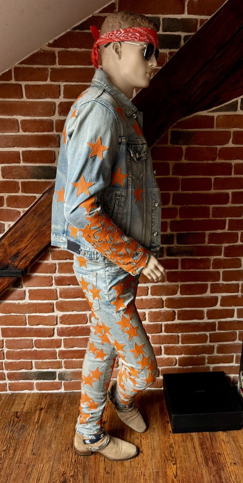 Amiri Amiri Orange Stars denim jacket Size US L / EU 52-54 / 3 - 8 Thumbnail