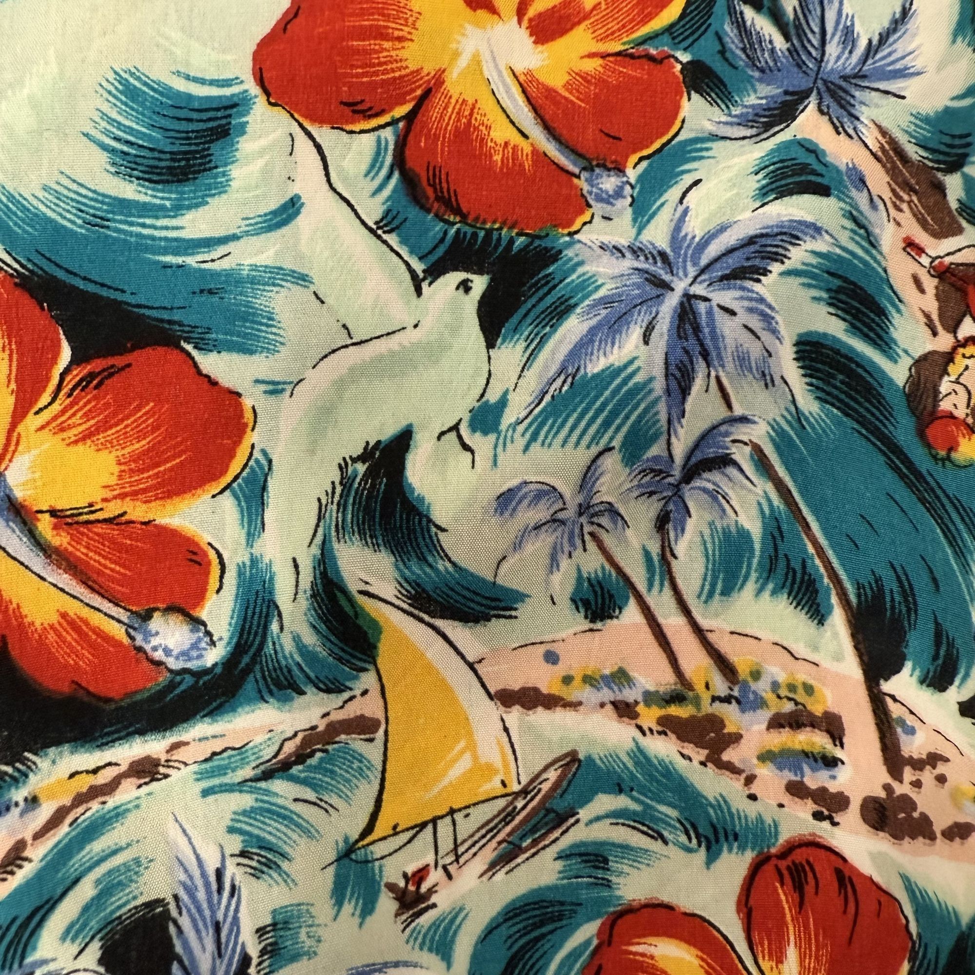 Other 2 pc LOT Vtg Wedding FIGHTING SAVAGES Floral Hawaiian Shirts Size US S / EU 44-46 / 1 - 20 Thumbnail
