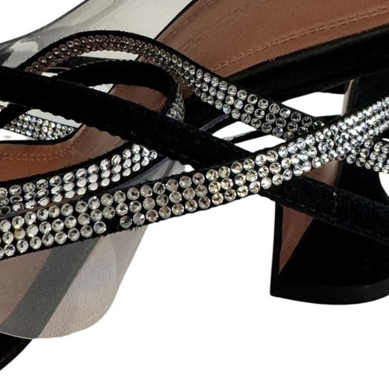 Amina Muaddi Amina Muaddi Zula Black Satin Crystal Martini Heel Sandal 39 Size US 8.5 / IT 38.5 - 9 Thumbnail