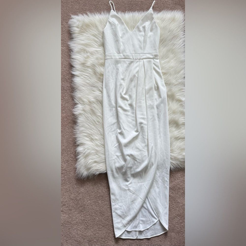Other BHLDN Caron V Neck Crepe Antique White Dress Bridal Size XS / US 0-2 / IT 36-38 - 2 Thumbnail