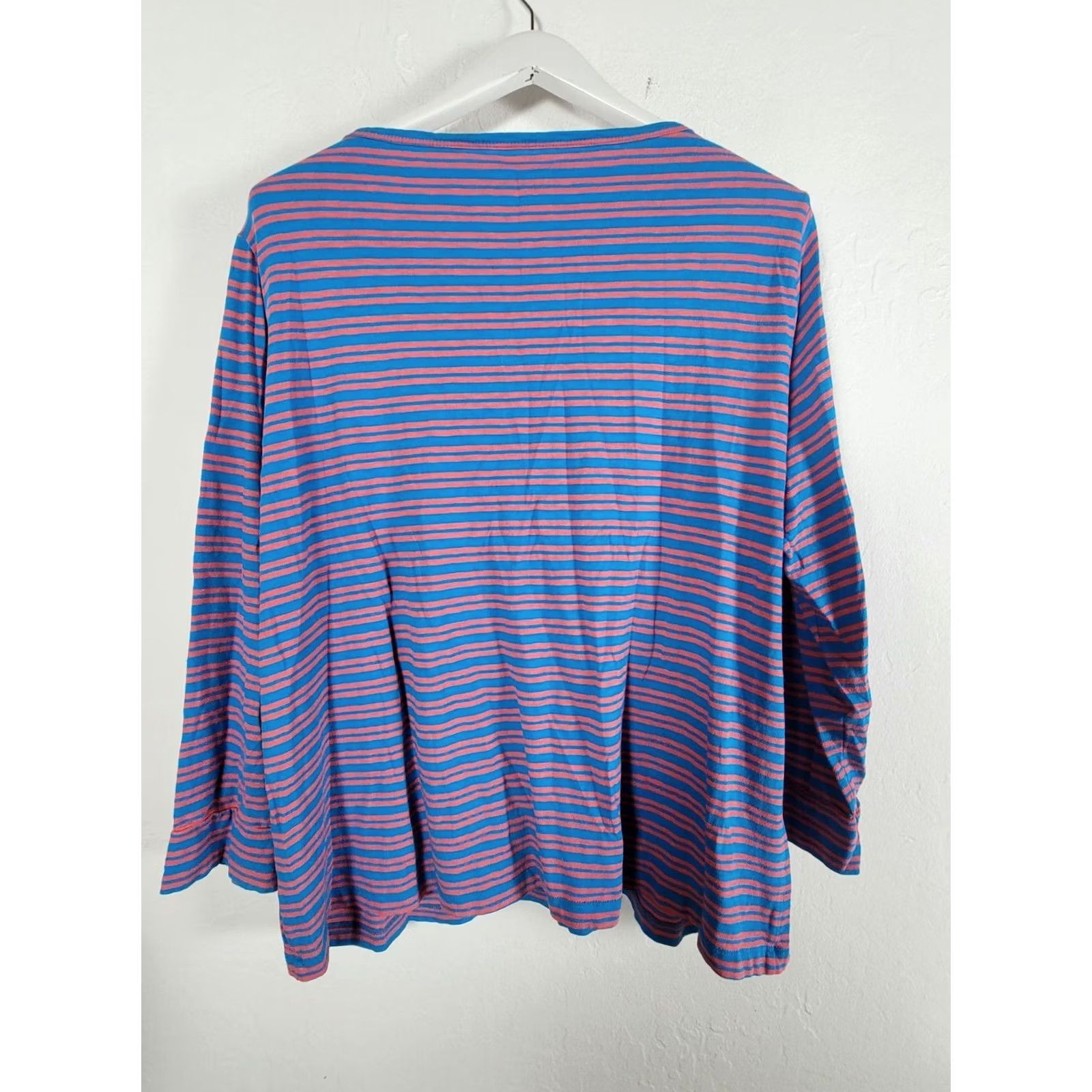 J.Crew J. Crew Womens Striped Long Sleeve Tee Shirt 2X Blue & Pink Casual Slub Cotton Shirt Women Size XXL / US 16-18 / IT 52-54 - 2 Thumbnail