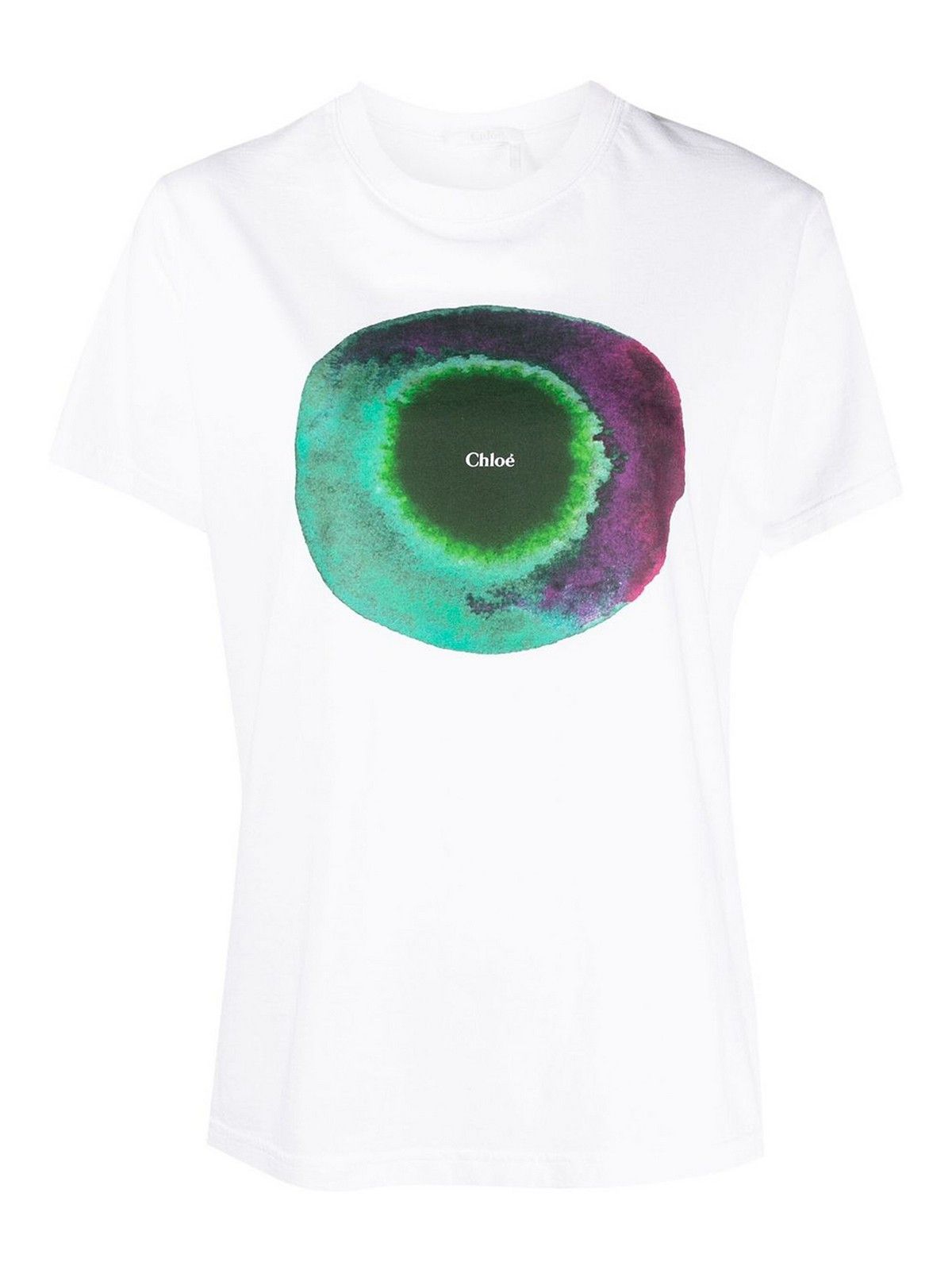 Chloe o1y0825 Short Sleeves T-Shirt in White Size XS / US 0-2 / IT 36-38 - 1 Thumbnail