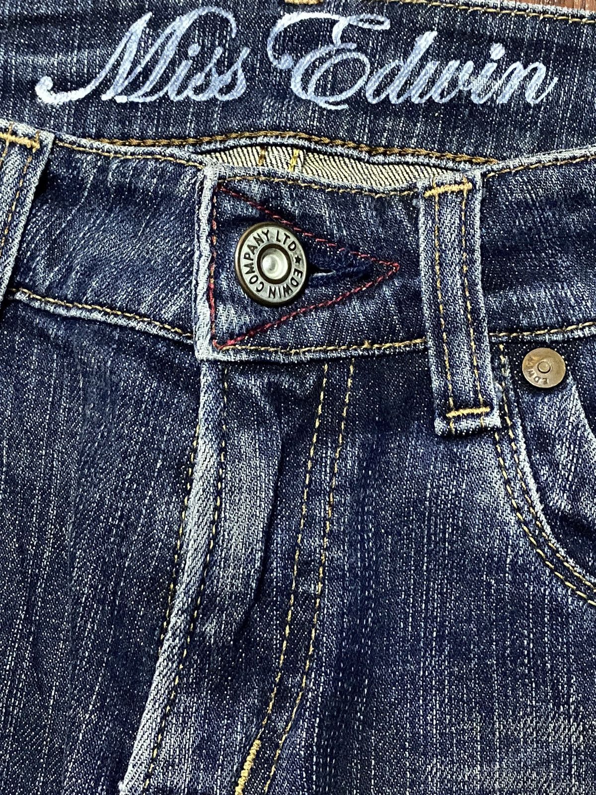 Edwin Vintage Japanese Brand Blue Distressed Flare Style Jeans Size 29" - 11 Thumbnail