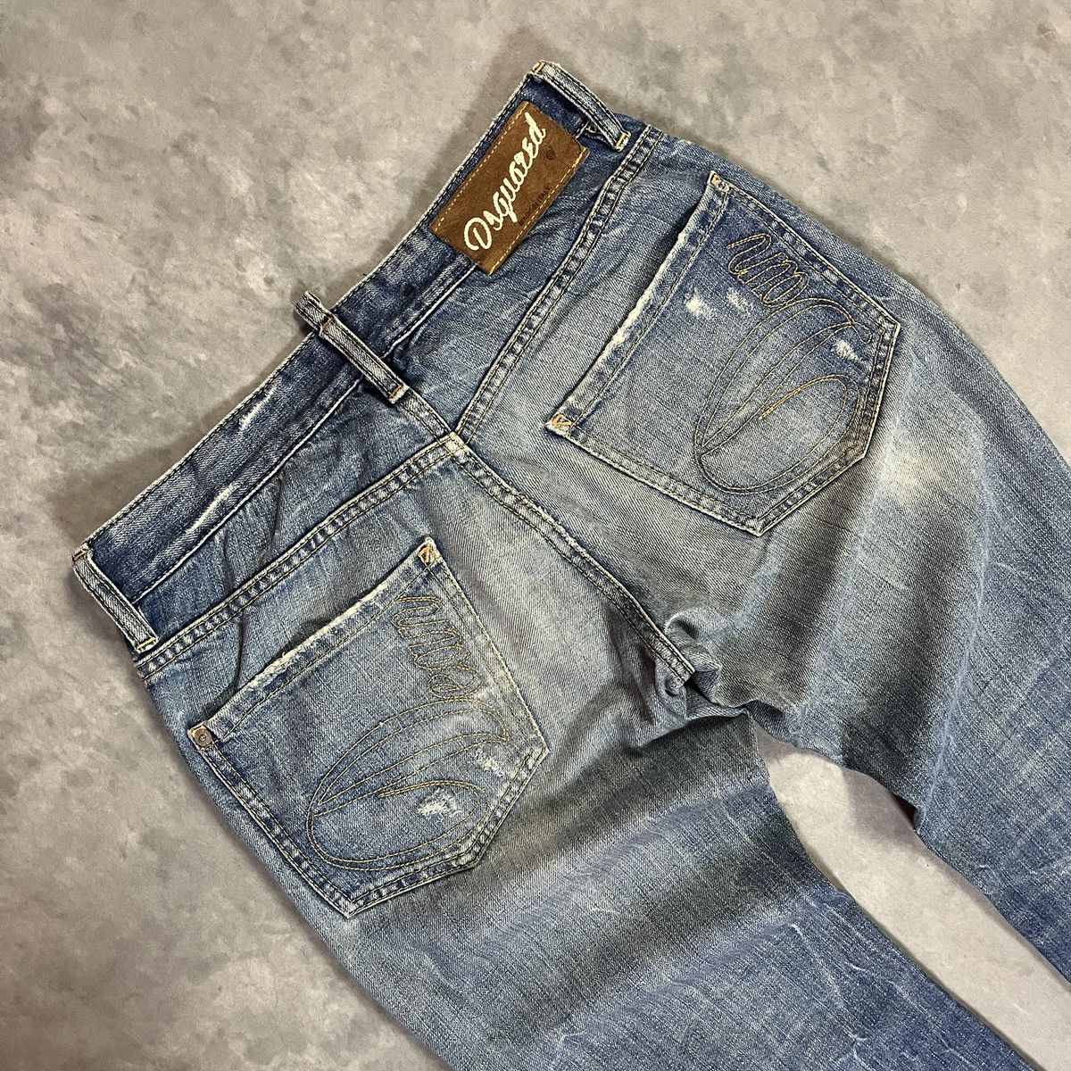 Number (N)ine Dsquared2 Distressed Light Wash Wide Leg Denim Kapital y2k Size US 27 - 9 Thumbnail