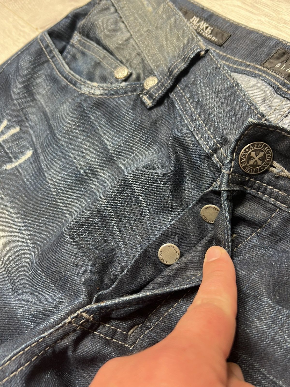 Affliction Vintage Affliction Straight Fit Jeans Distressed Denim Pants Size US 33 - 12 Thumbnail