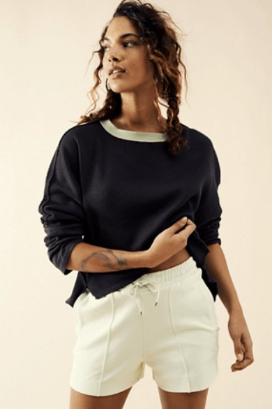 We The Free by Free People Jayson Ringer Thermal Tee Black
