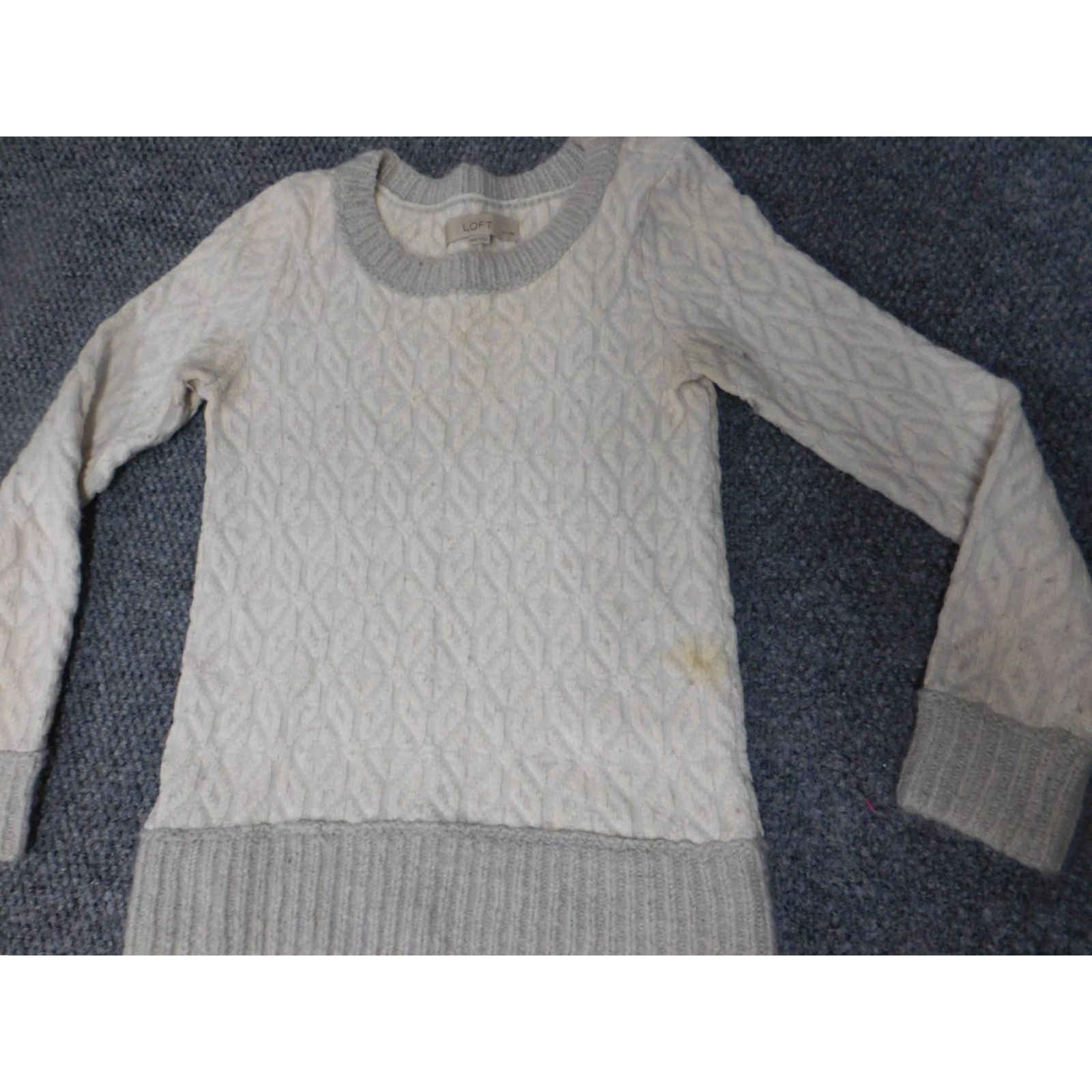 Loft LOFT Sweater Shirt Pets XXSP Gray Rib Knit Crewneck Pullover Women’s Striped Long Sleeve Knit Cotton Casual Casual Women Size XXS / US 00 / IT 34 - 3 Thumbnail