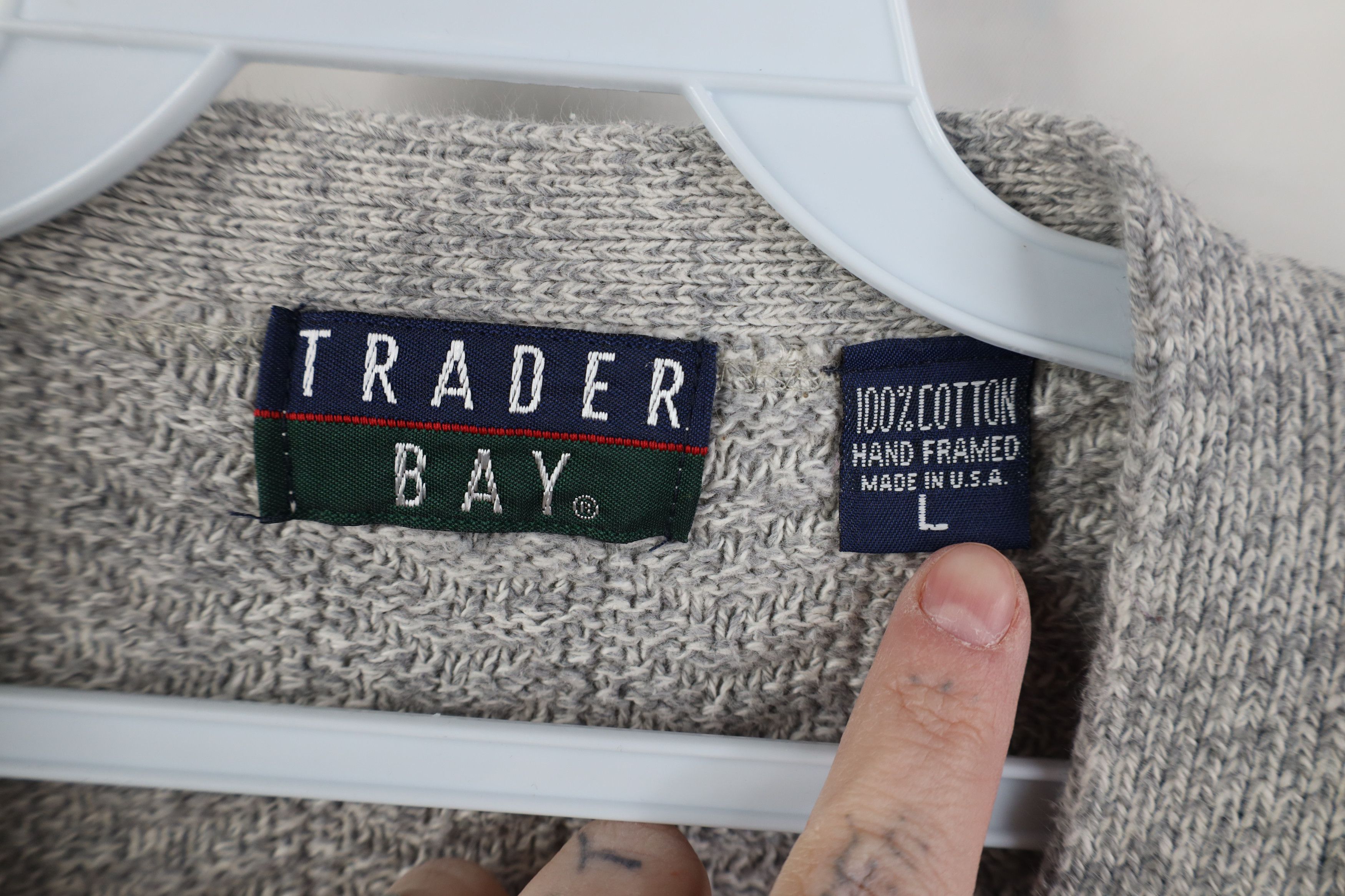 Vintage Vintage 90s Streetwear Cotton Knit Cardigan Sweater Gray USA Size US L / EU 52-54 / 3 - 7 Thumbnail