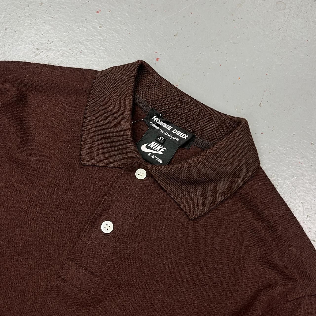 Comme Des Garçons Homme Deux X Nike Brown Long Sleeve Polo