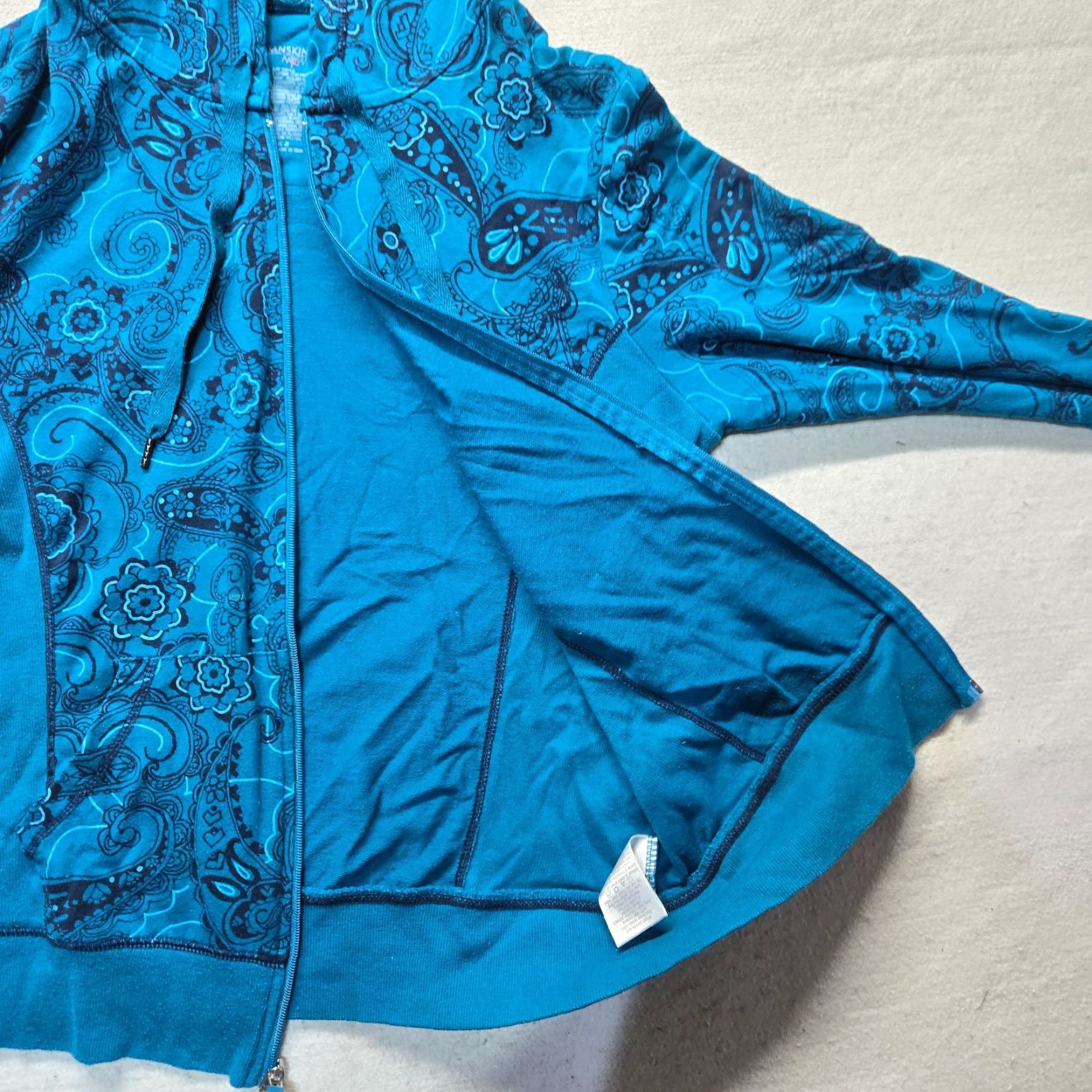 Vintage Danskin Now Blue Paisley Full Zip Sweater Women L Size L / US 10 / IT 46 - 4 Thumbnail