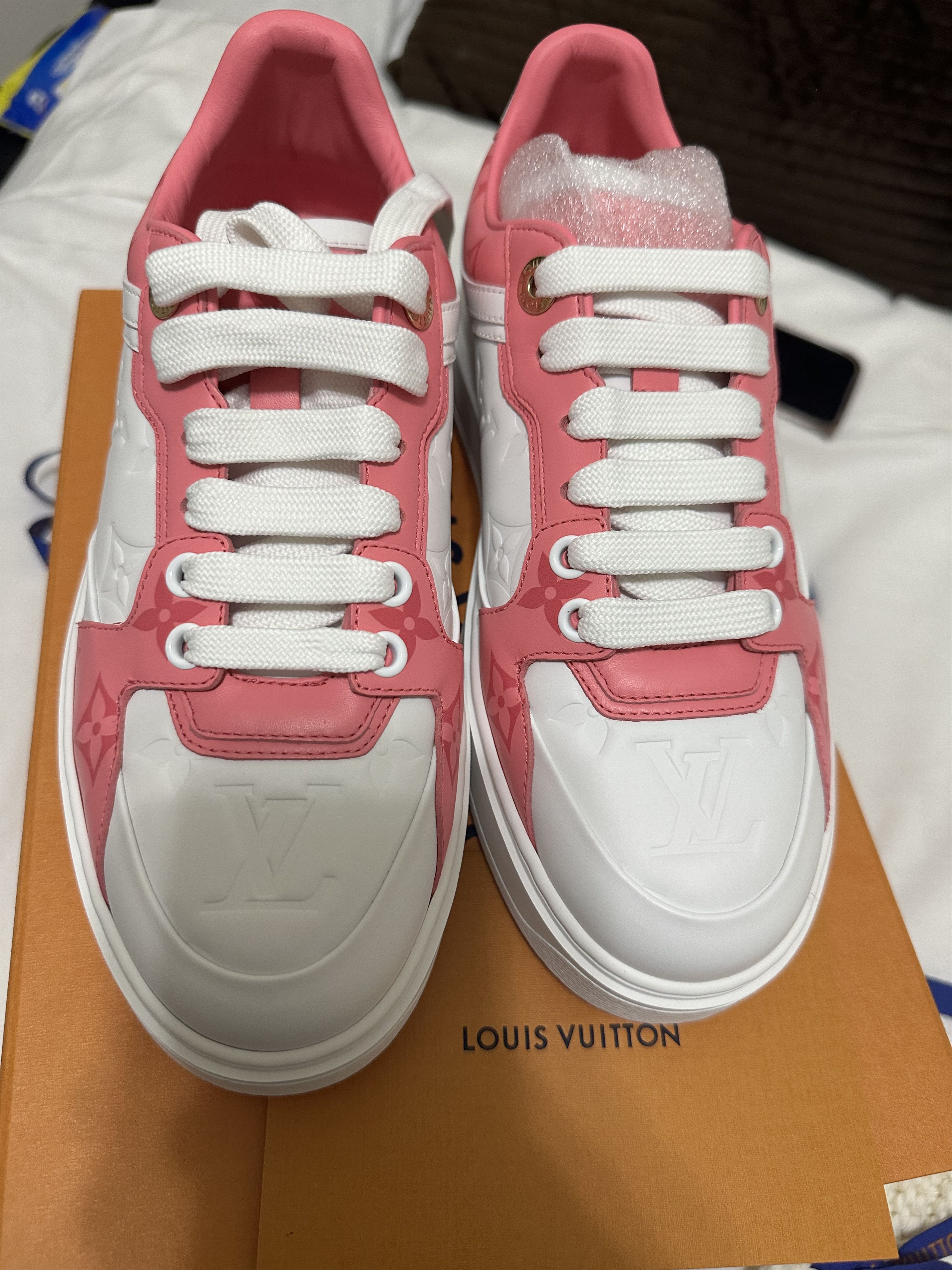 image of Louis Vuitton Time Out Sneaker in White/Pink, Women's (Size 6)