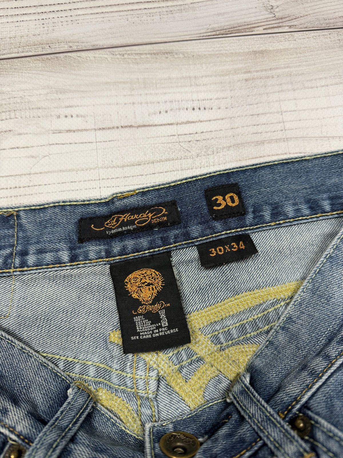 Ed Hardy Crazy Ed Hardy Y2K Tiger Embroidered Jeans Size US 30 / EU 46 - 12 Thumbnail