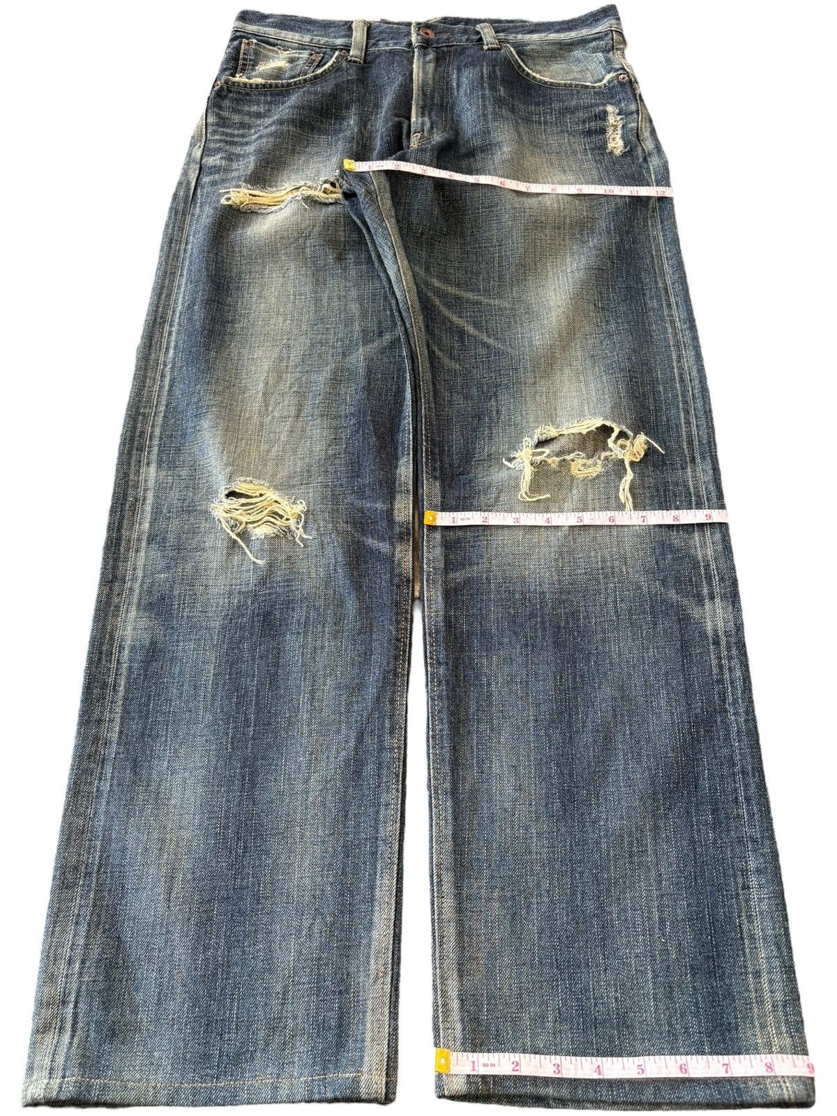 Edwin Vintage Edwin 505 Selvedge Distressed Baggy Heavy Jeans Size US 33 - 15 Thumbnail