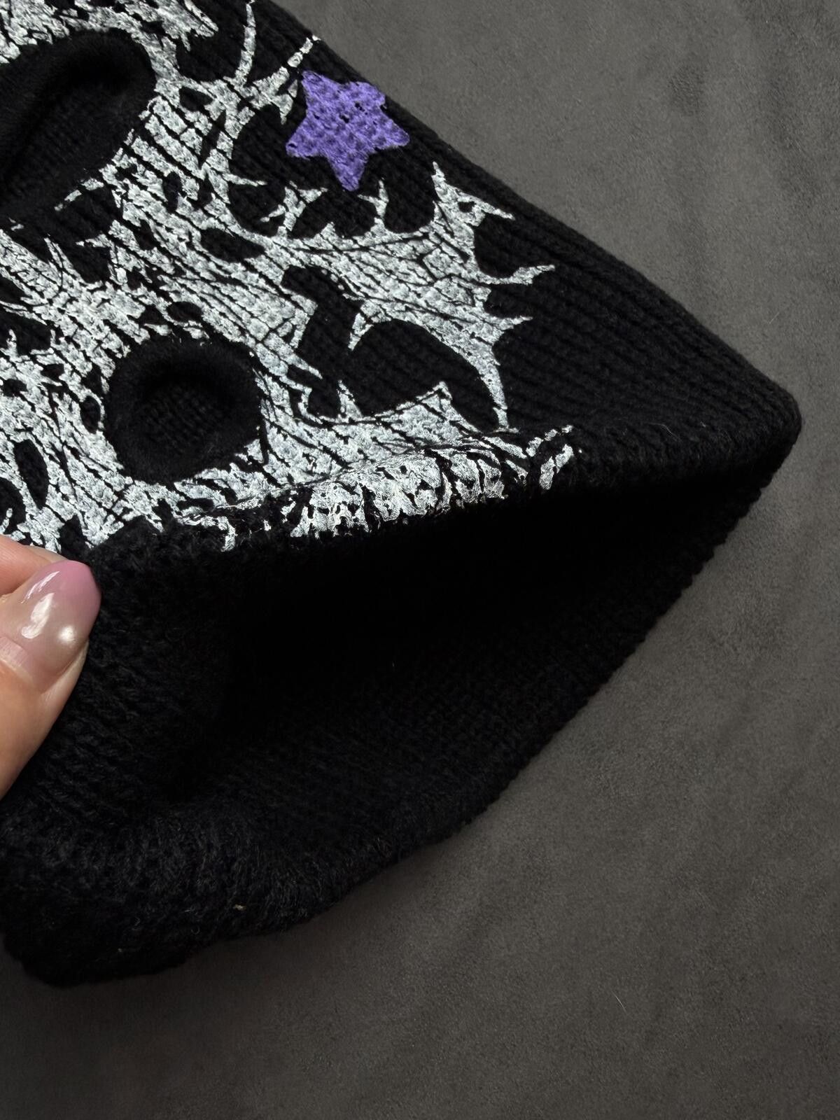 Japanese Brand Distressed Skull Balaclava Purple Stars Balaclava Ski Mask Size ONE SIZE - 4 Thumbnail
