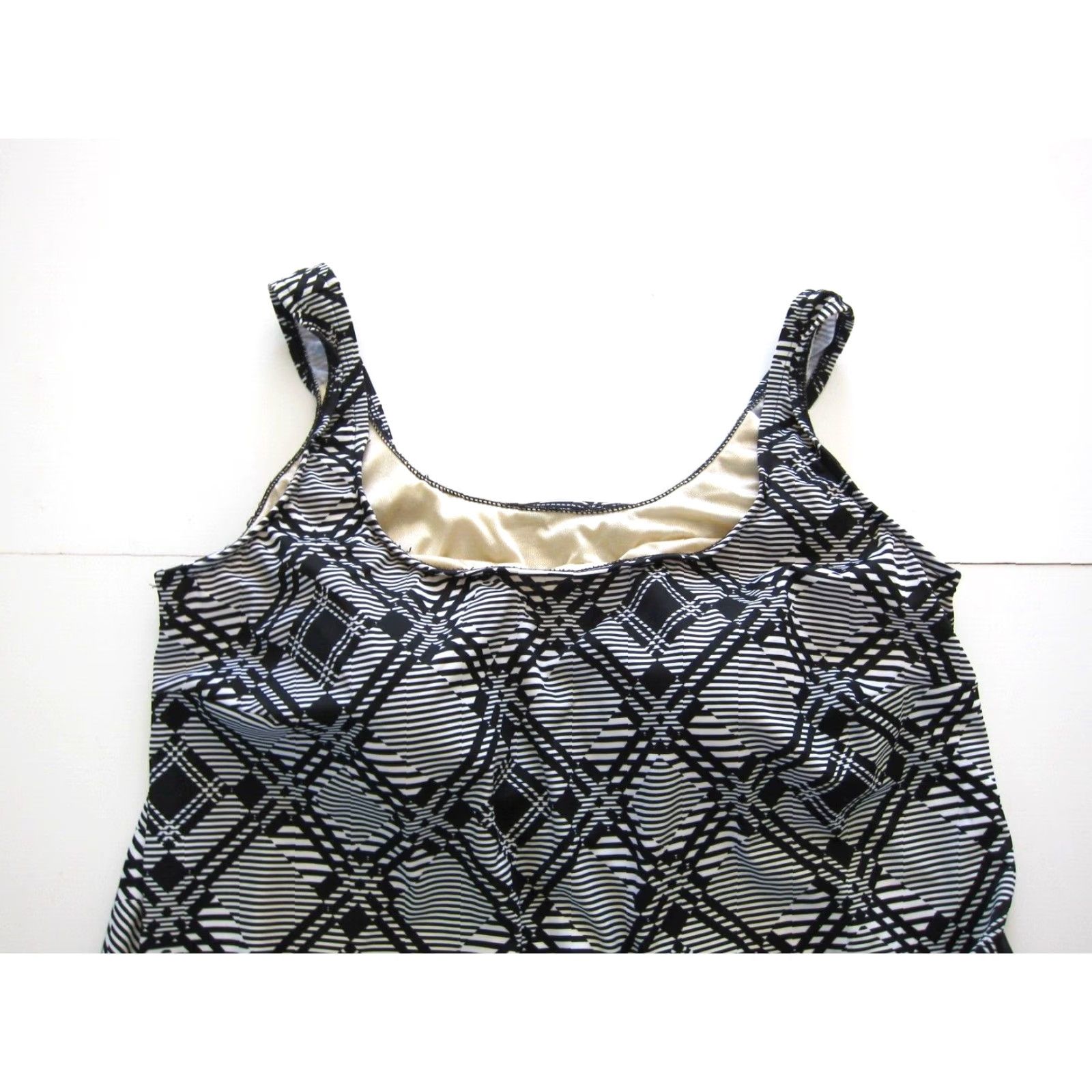 Vintage Le Cove Black White Plaid Padded Built In Bra Tankini Swim Top Woman 18 Size XXL / US 16-18 / IT 52-54 - 3 Thumbnail