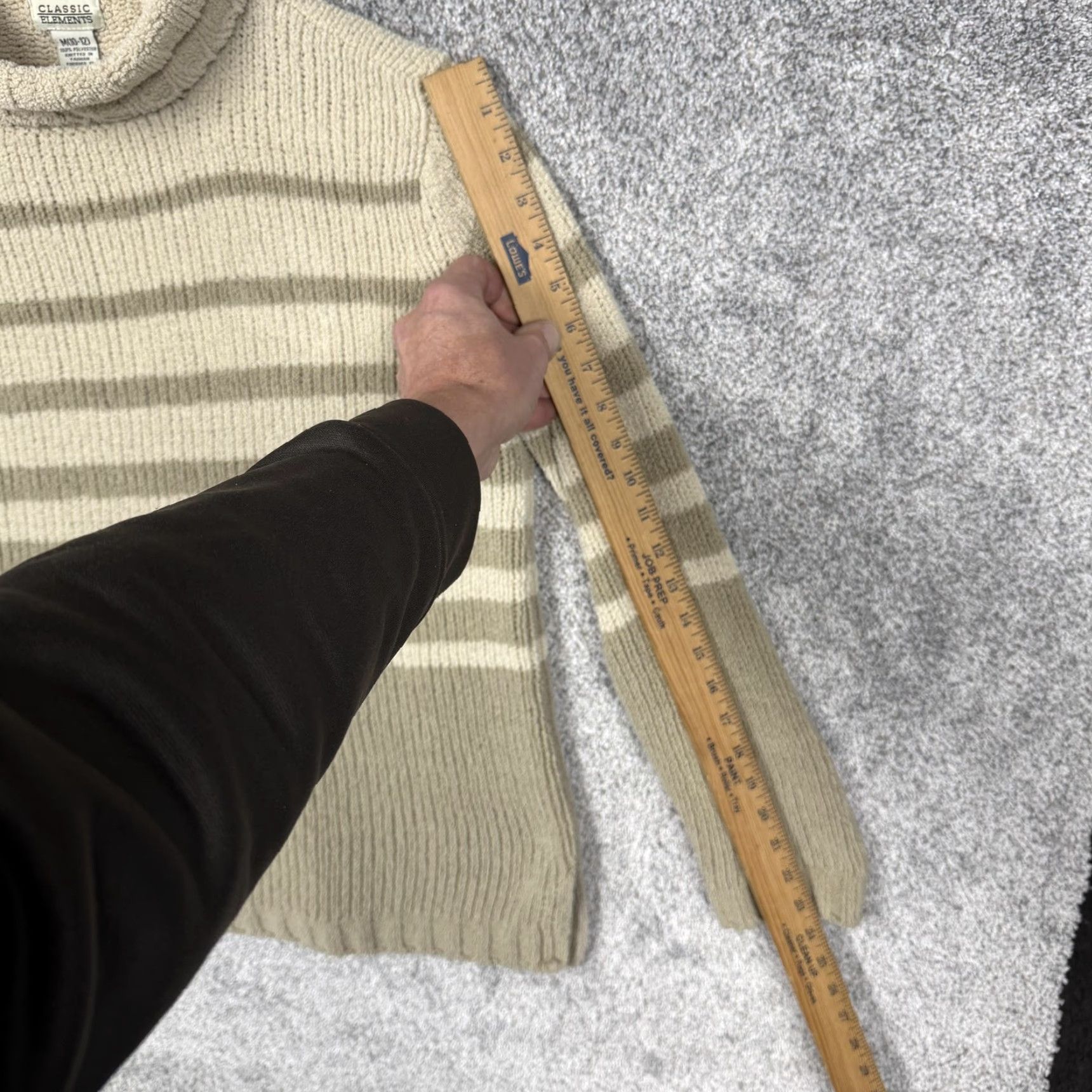Vintage VTG Classic Elements Sweater Womens M Beige Striped Turtleneck Knit Preppy 90s Vintage Pullover Size M / US 6-8 / IT 42-44 - 3 Thumbnail