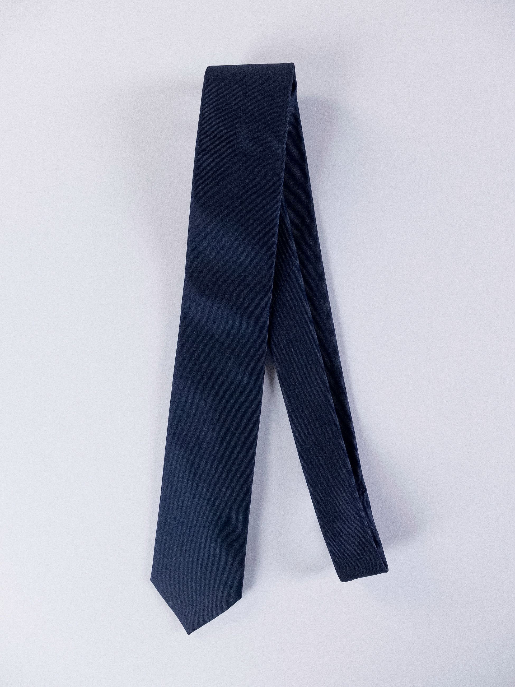 Ermenegildo Zegna ZEGNA narrow width solid navy blue silk tie authentic Size ONE SIZE - 1 Thumbnail