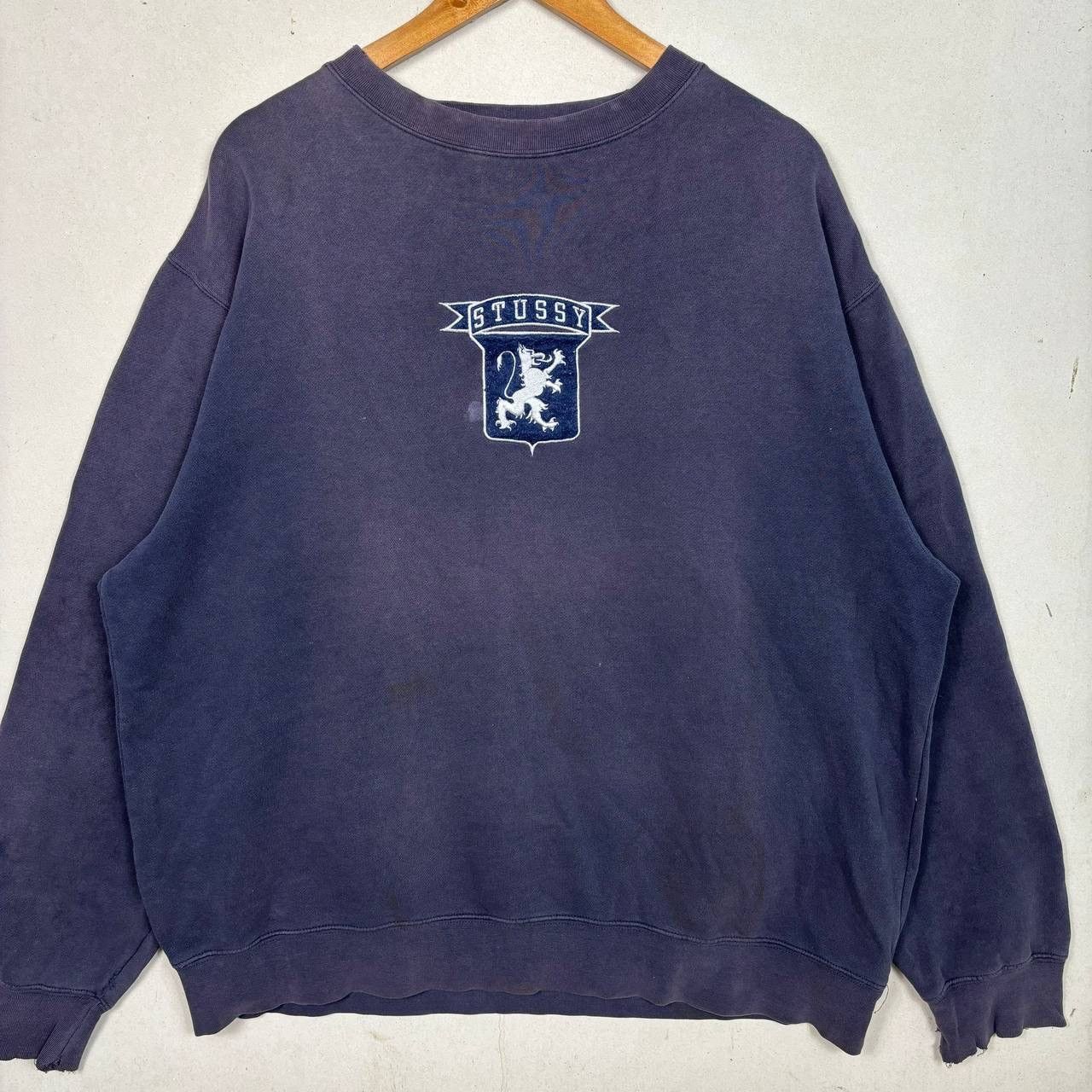 Stussy 90s Thrashed Stussy Lion Sun Faded Sweatshirt ERD Grunge Size US L / EU 52-54 / 3 - 3 Thumbnail