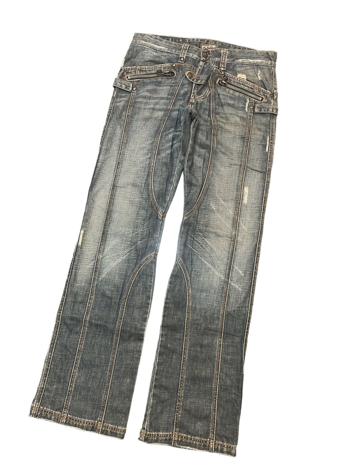Japanese Brand SICK💥ABSOLUT JOY PATCHWORK DISTRESSED DENIM PANT Size US 32 / EU 48 - 5 Thumbnail