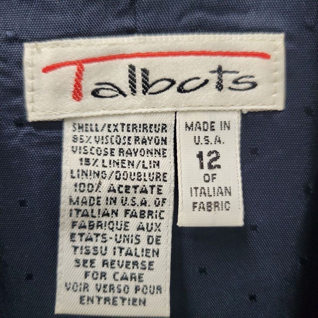 Talbots Talbots Italian Fabric 2-Button Navy Viscose Linen Blend Bla Size XL / US 12-14 / IT 48-50 - 9 Thumbnail