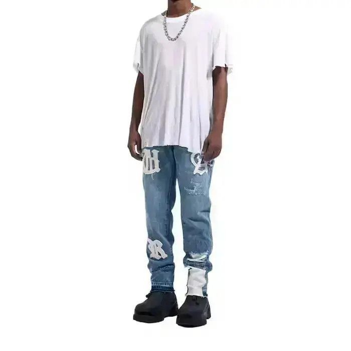 Japanese Brand Letters Painted Denim Jeans Size US 30 / EU 46 - 3 Thumbnail