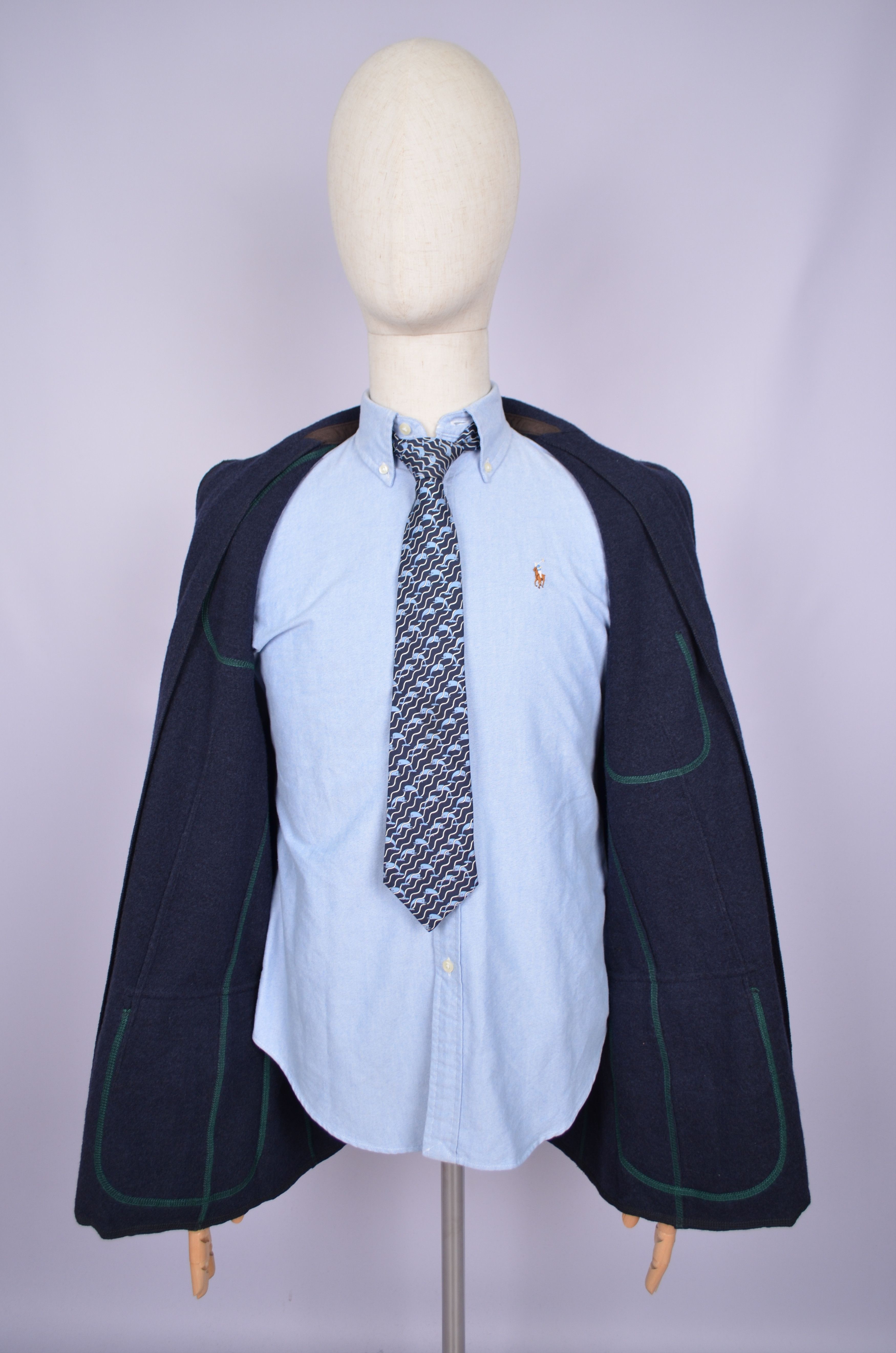 Bogner × Designer Bogner 100% Wool Navy Unlined Knit Blazer Jacket Size US42 Size 42R - 15 Thumbnail